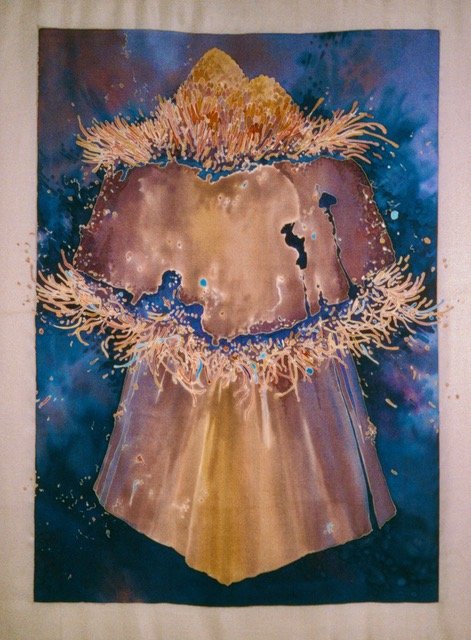 “Vinca I” Tinfix dyes on China silk 30x45 in