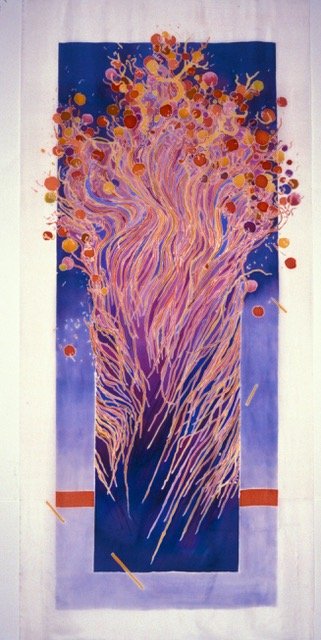 “Awakening” Tinfix dyes on China silk 34x74 in