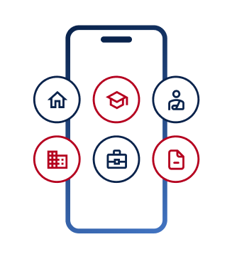 Mobile app veteran benefit categories illustration
