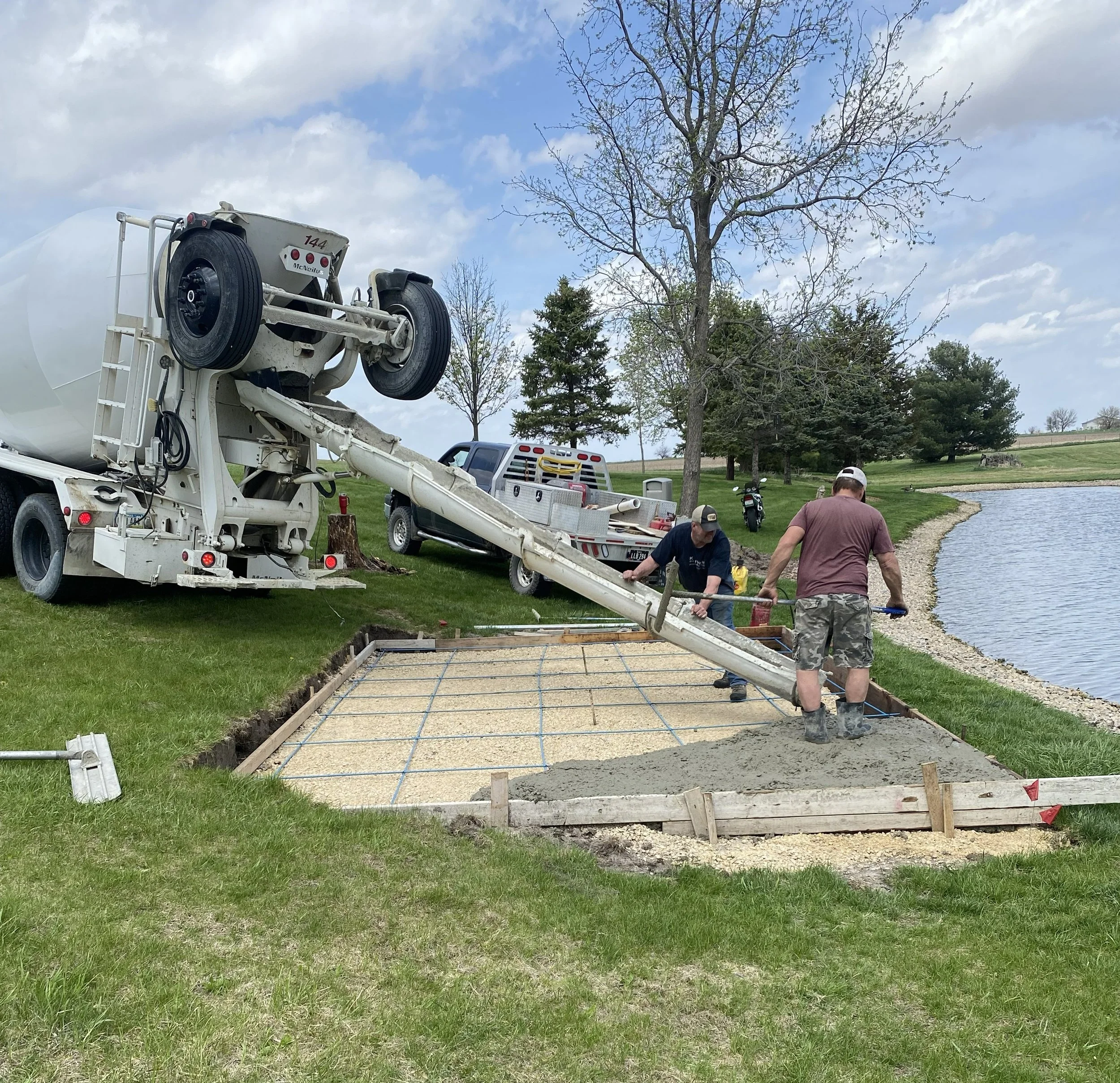 2026-4-23 Greg Butteris pouring concrete pad for pavilion in Pleasant Grove Heritage Park