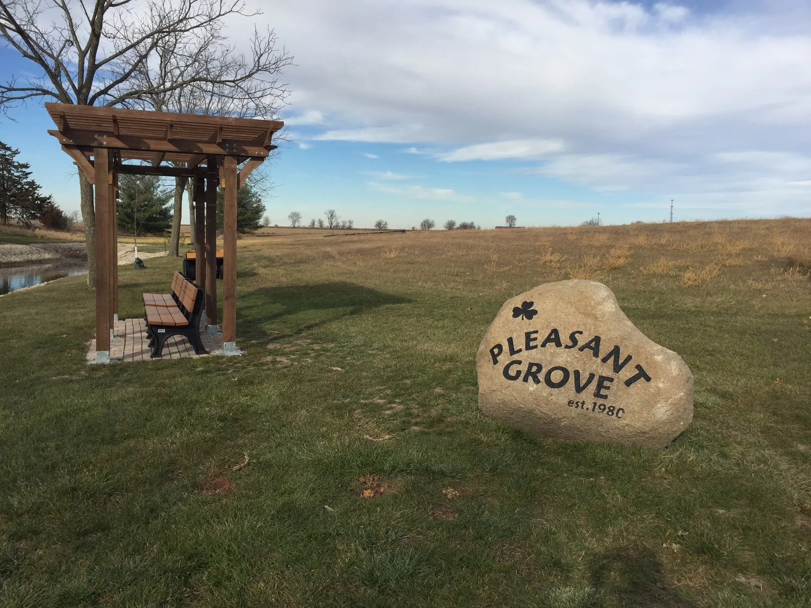 pergola and Pleasant Grove rock