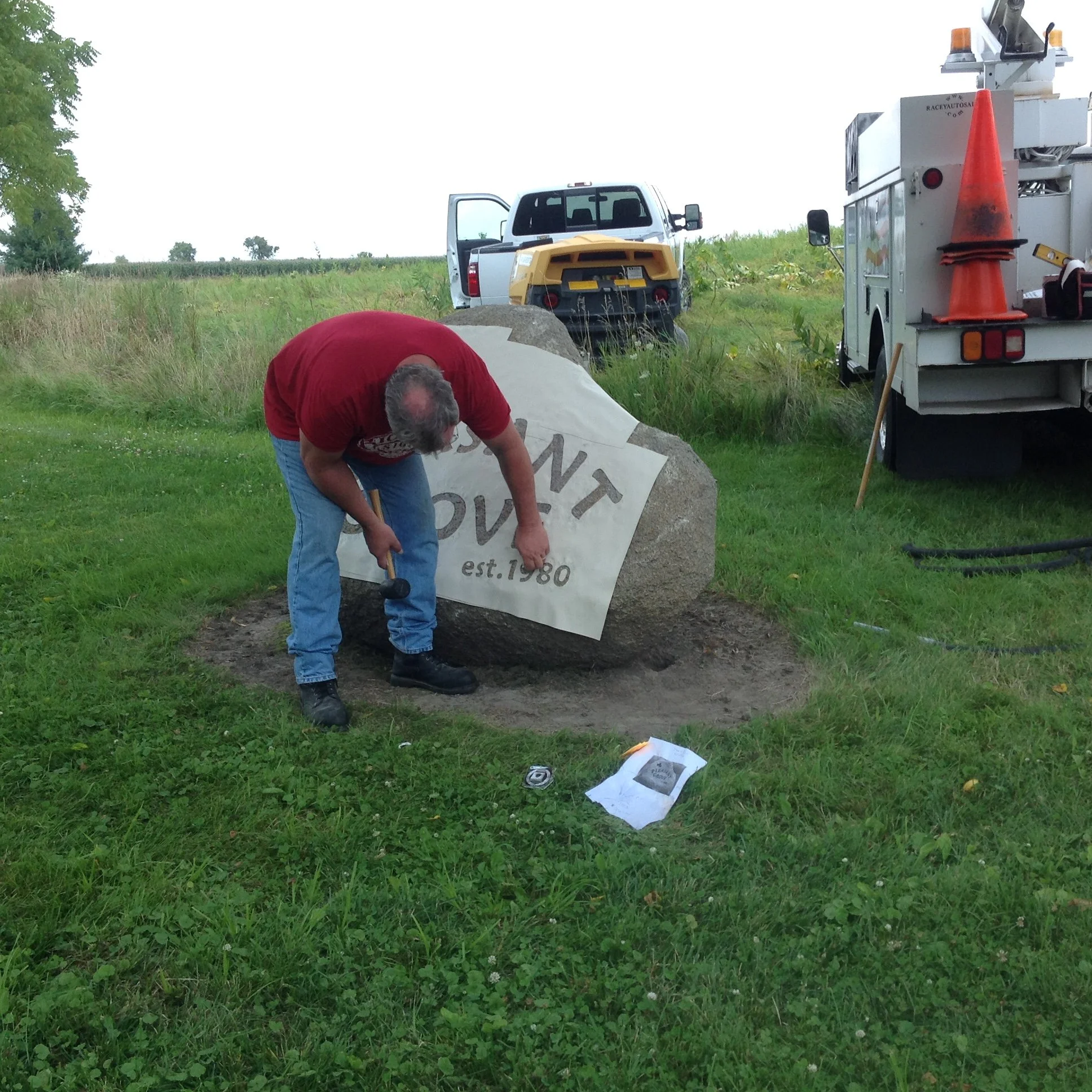 Preparing to etch the rock