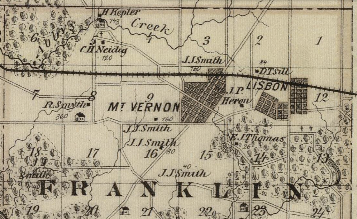 1875 plat map of Lisbon and Mt Vernon Iowa