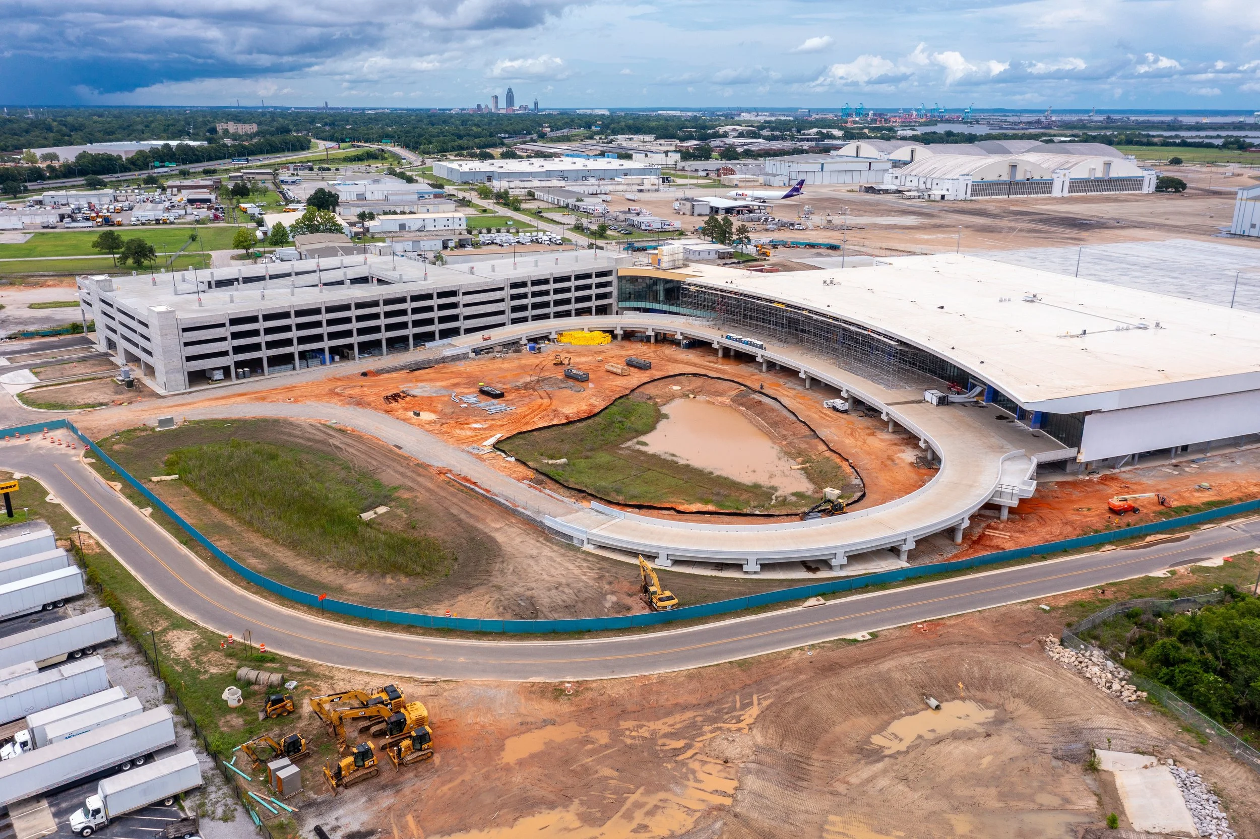 Construction aerial view of Mobile International Airport