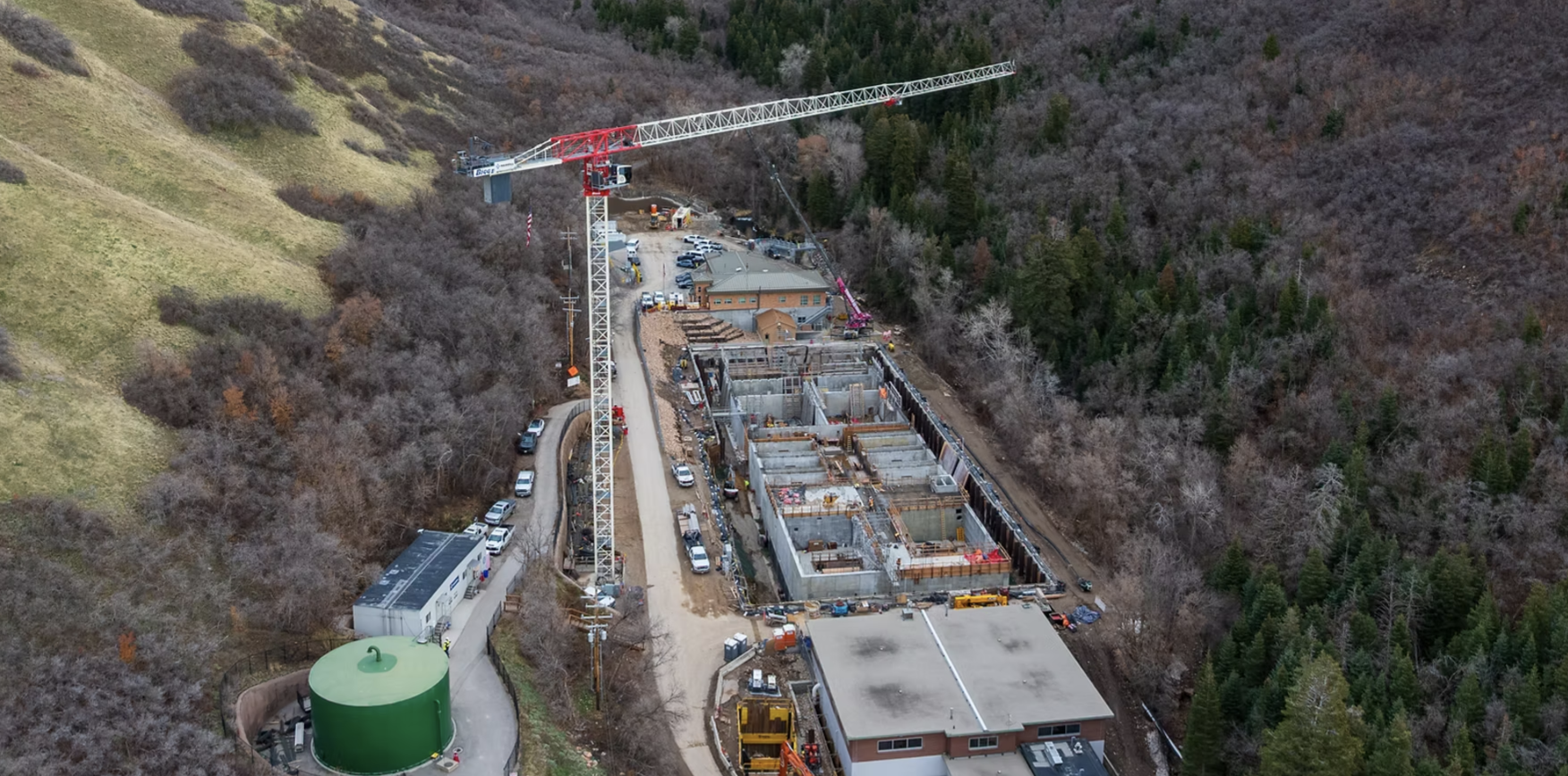 An aerial view of construction at the City Creek Treatment Plant in Salt Lake City