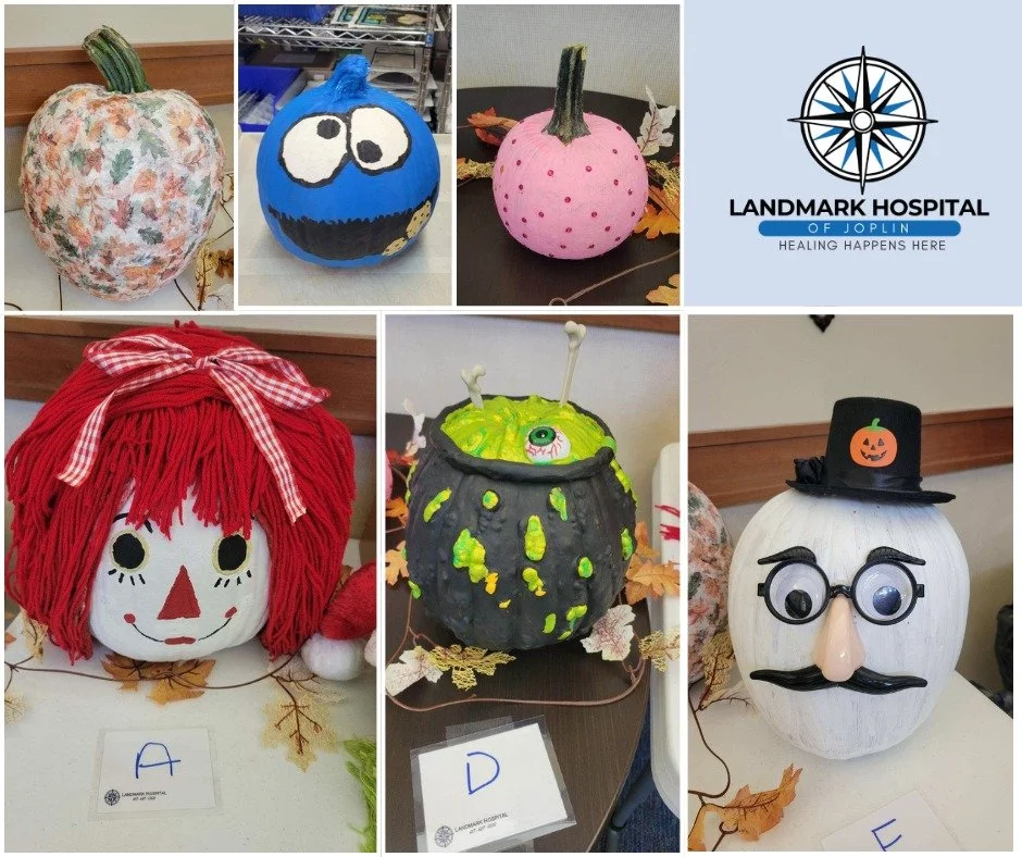🎃 Pumpkin Decorating Contest at Landmark Hospital of Joplin! 🎃

Fall fun is in full swing at our Joplin location! Our team showed off their creativity with some adorable pumpkins. 🍂✨

We love seeing our staff come together for a little friendly co
