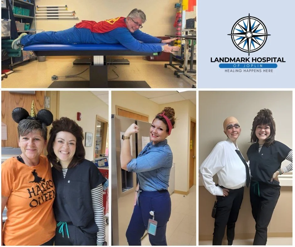 Costume fun at Landmark Hospital of Joplin! 👻🎃

Our team got into the Halloween spirit with some creative costumes and plenty of laughs throughout the day! Everyone brought their A-game and made the hospital a little more festive for our patients a
