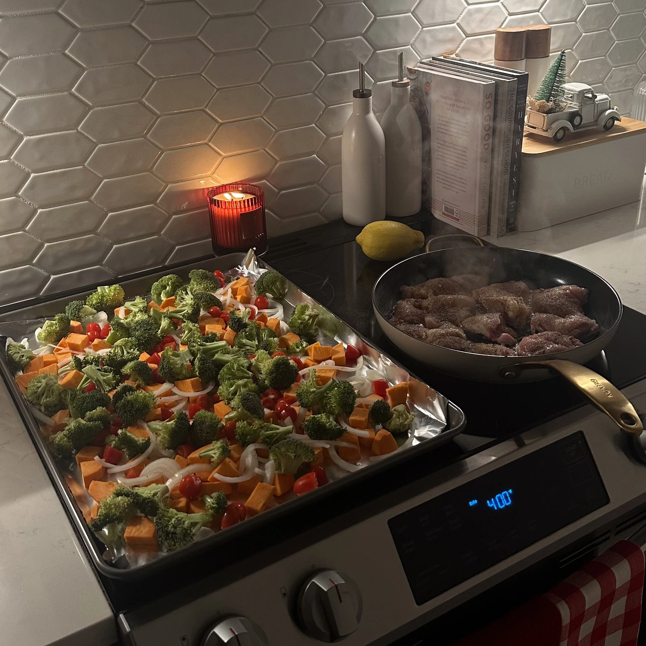 Lemon Garlic Dill Chicken Sheet Pan Veggies