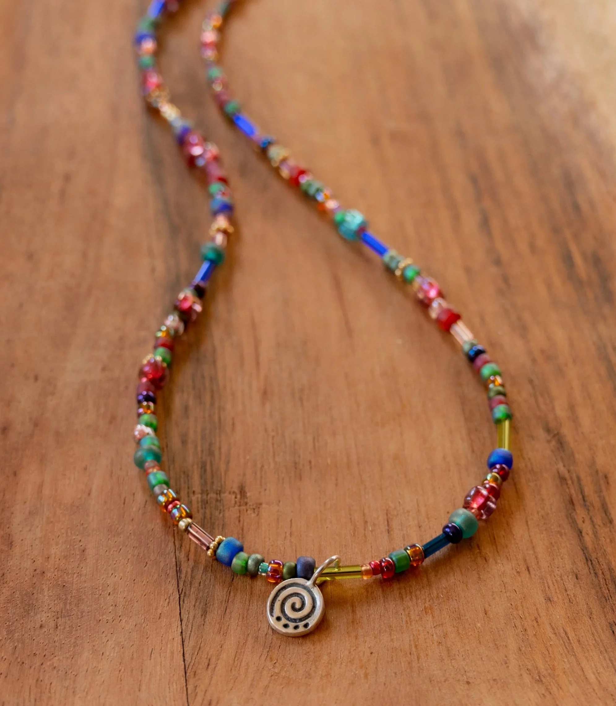 Mooncycle Multicolored glass beaded necklace