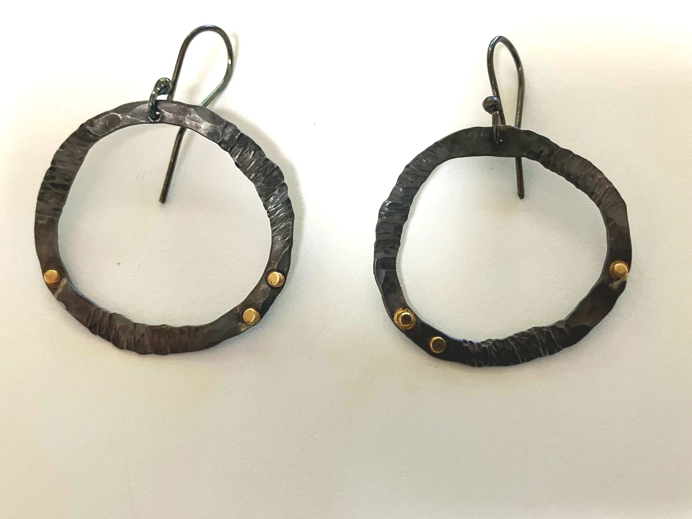 Patina sterling silver & 18kt gold hoops