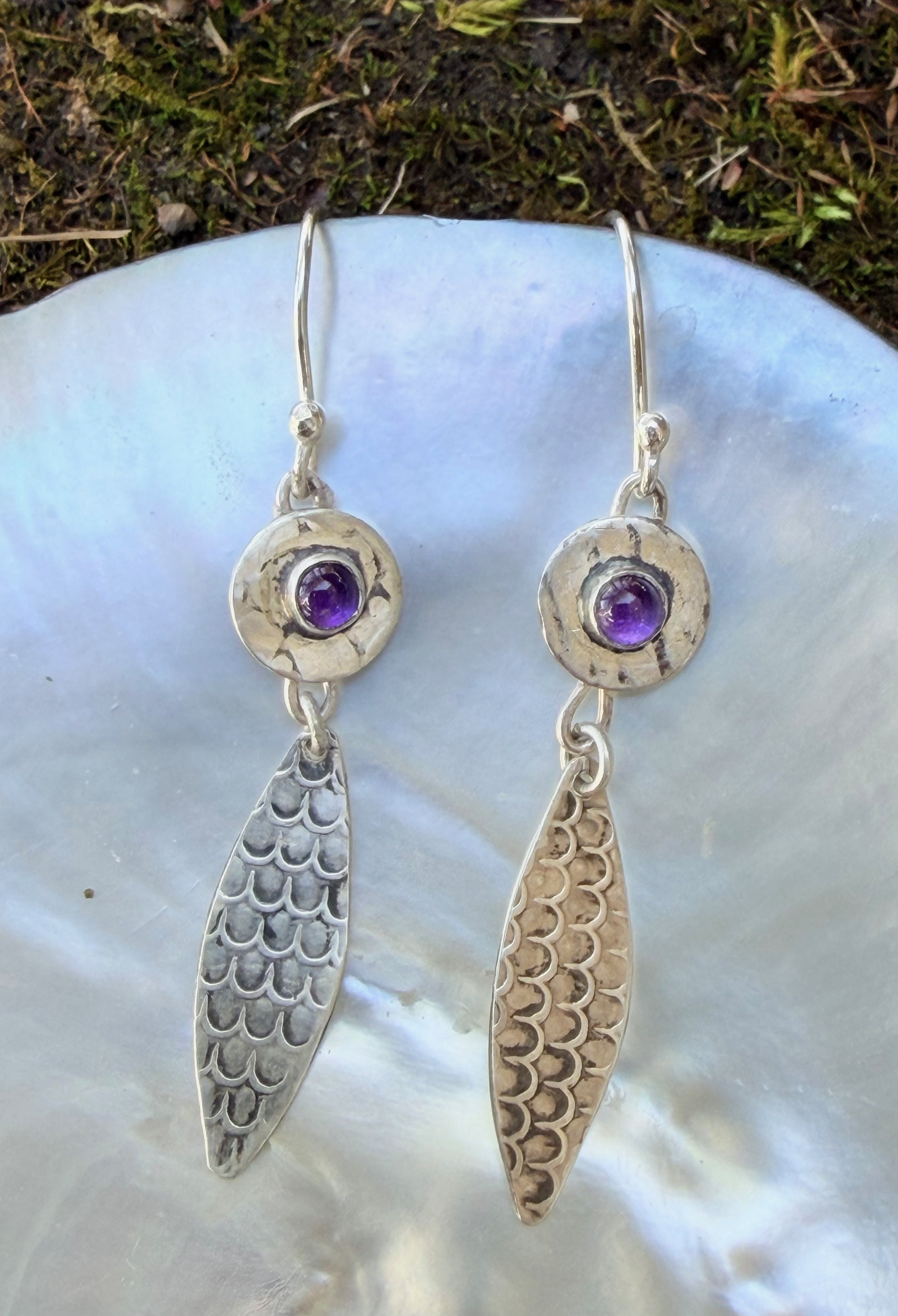 Amethyst/sterling silver dangle earrings