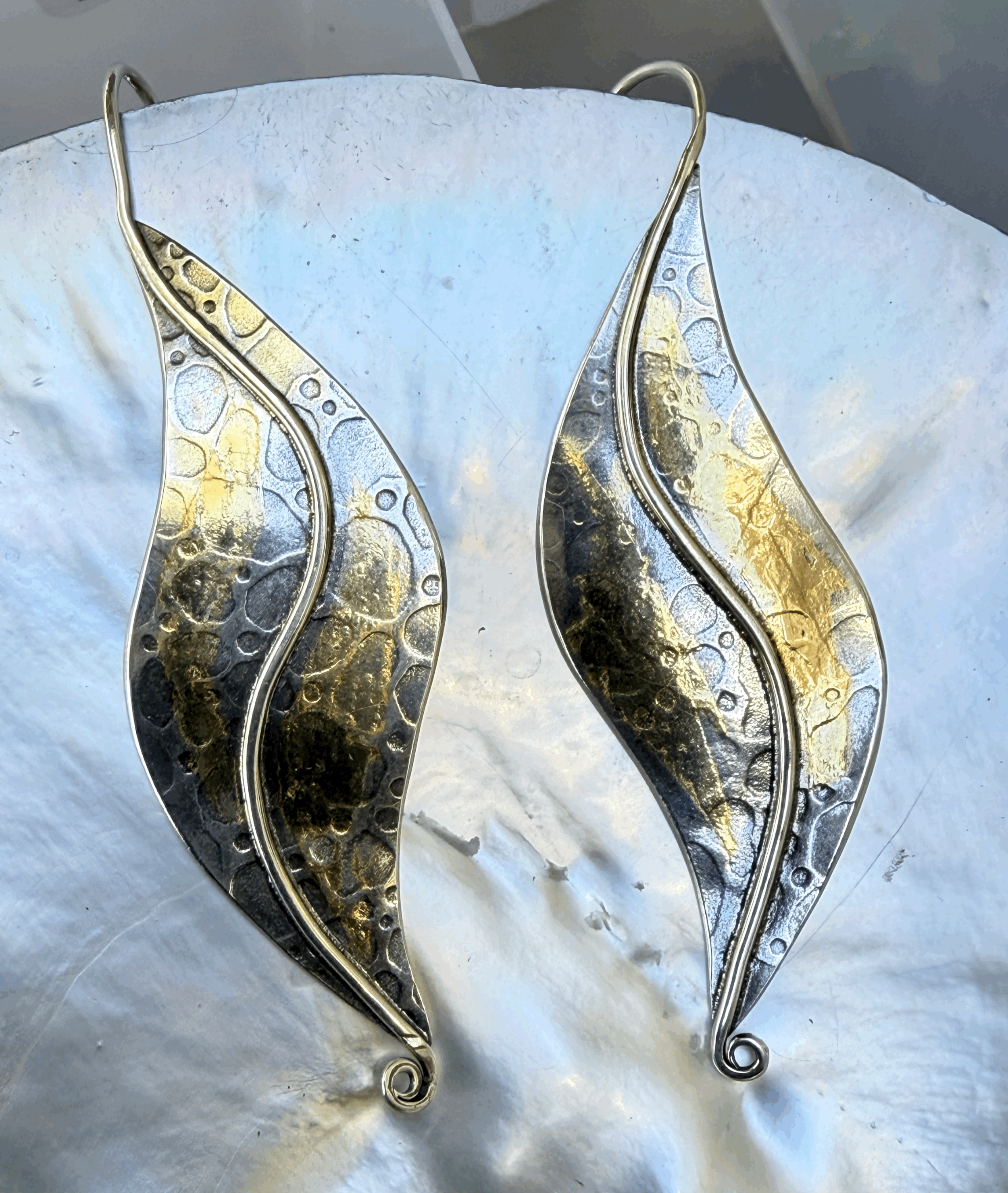 Elegant Gold Leaf Sterling Silver Earrings
