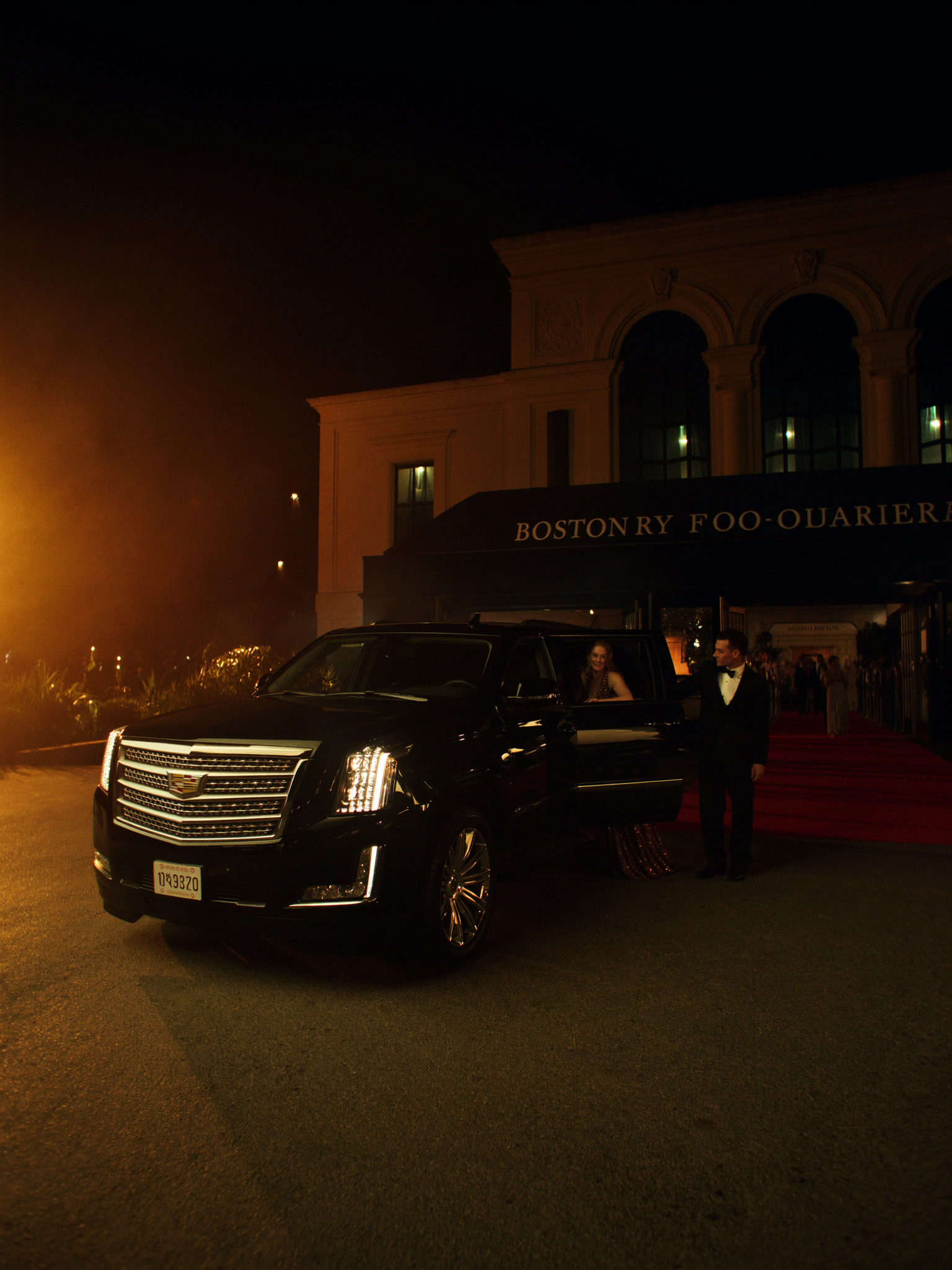 East Boston Escalade parked outside restaurant