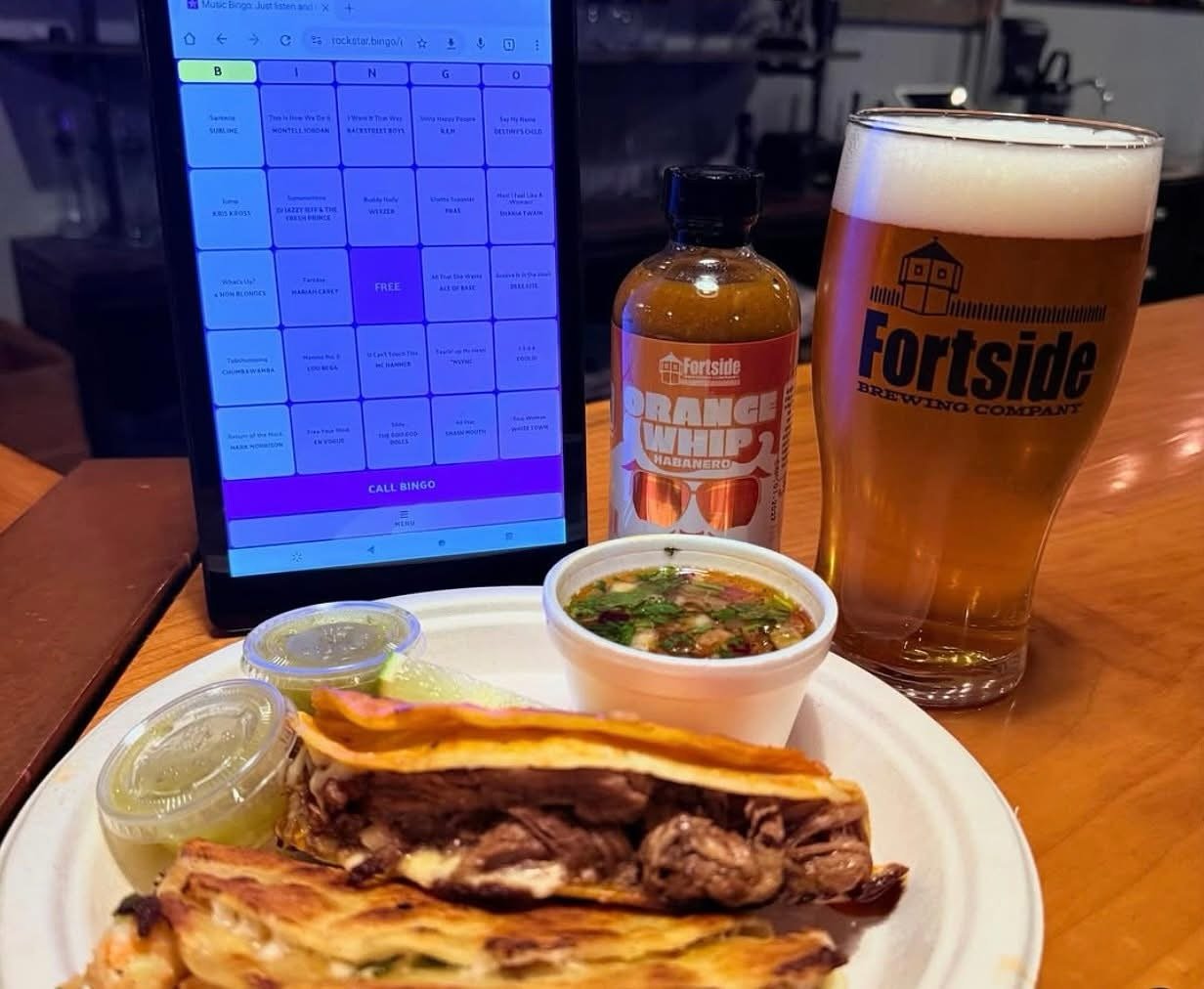Music Bingo is TONIGHT at 6PM at Fortside! Come grab some Birria, Beers, and Prizes! We&rsquo;re open tonight &lsquo;til 9PM at @fortsidebrewing and @vicebeer! 🎵🌮