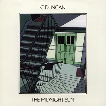 Album titled 'The Midnight Sun' by C. Duncan, featuring an illustration of a staircase and green door inside a building.