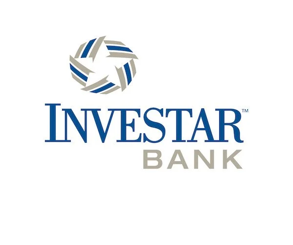 Investar Bank logo featuring a stylized circular star design above the company name.