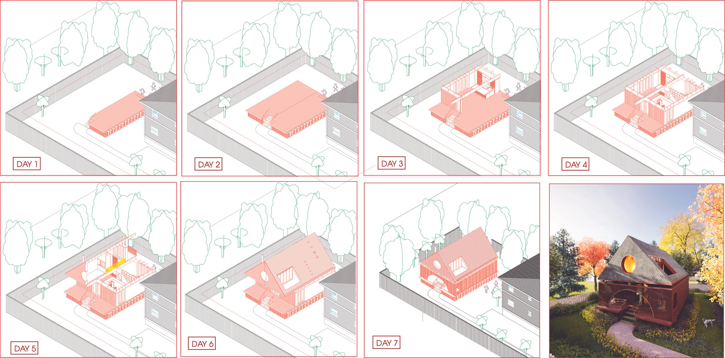 with plumbing and electrical integrated in the factory, A|D|US can be assembled in one week