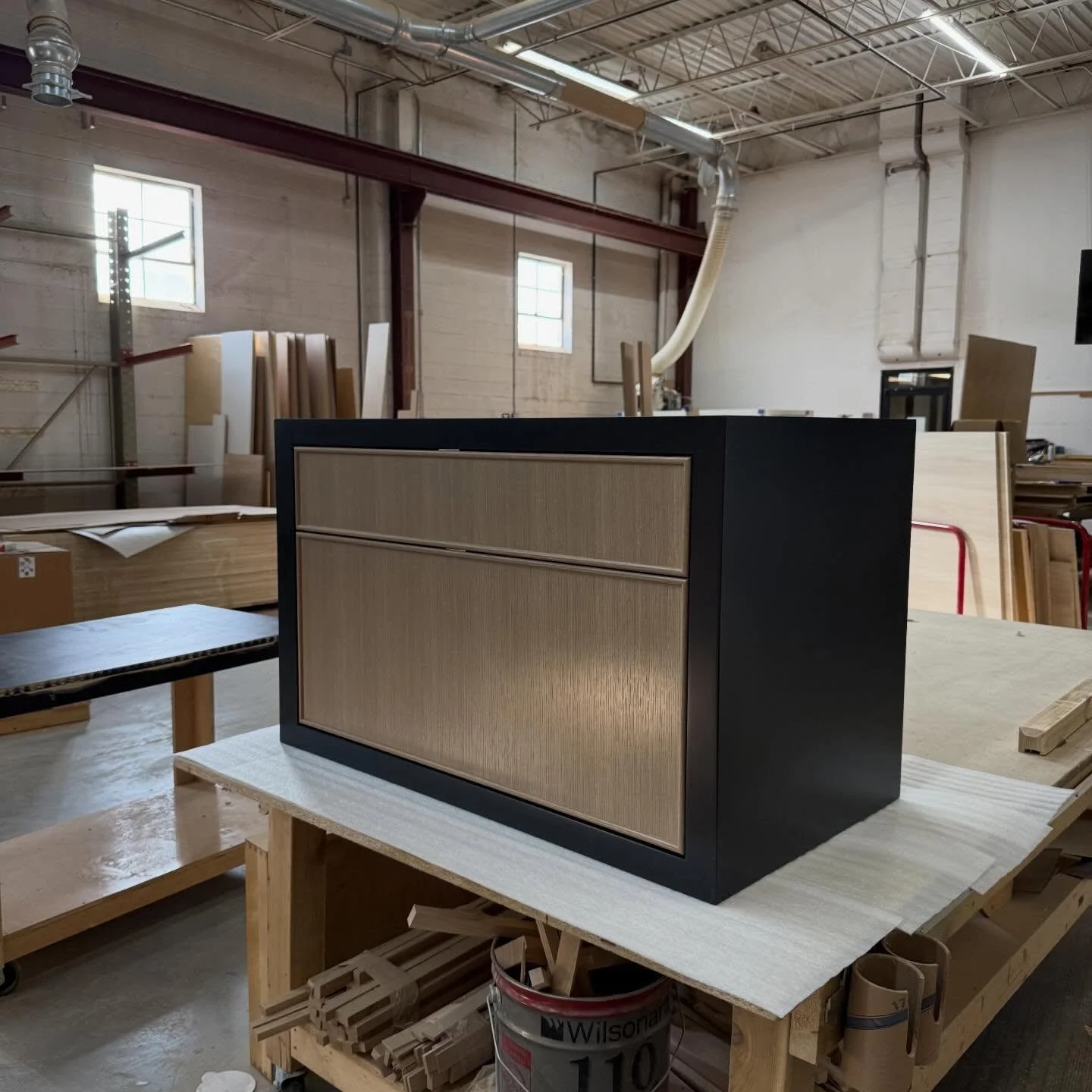 Finished up a nice little vanity this morning - excited to see this one installed! 

#woodworking #detroitwoodworking #custommillwork #customcabinetry #bathroomvanity