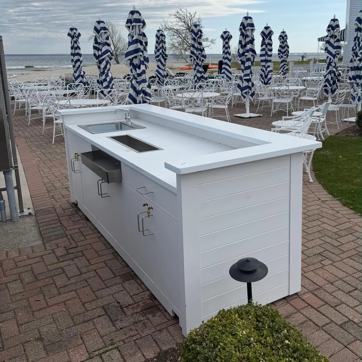 If you&rsquo;re on Mackinac Island this summer be sure to keep a lookout for us at @hoteliroquoisonthebeach 🤩 Custom bar is installed and ready to greet guests all summer long! 

#woodworking #mackinacisland #customwoodworking #millwork #millworking