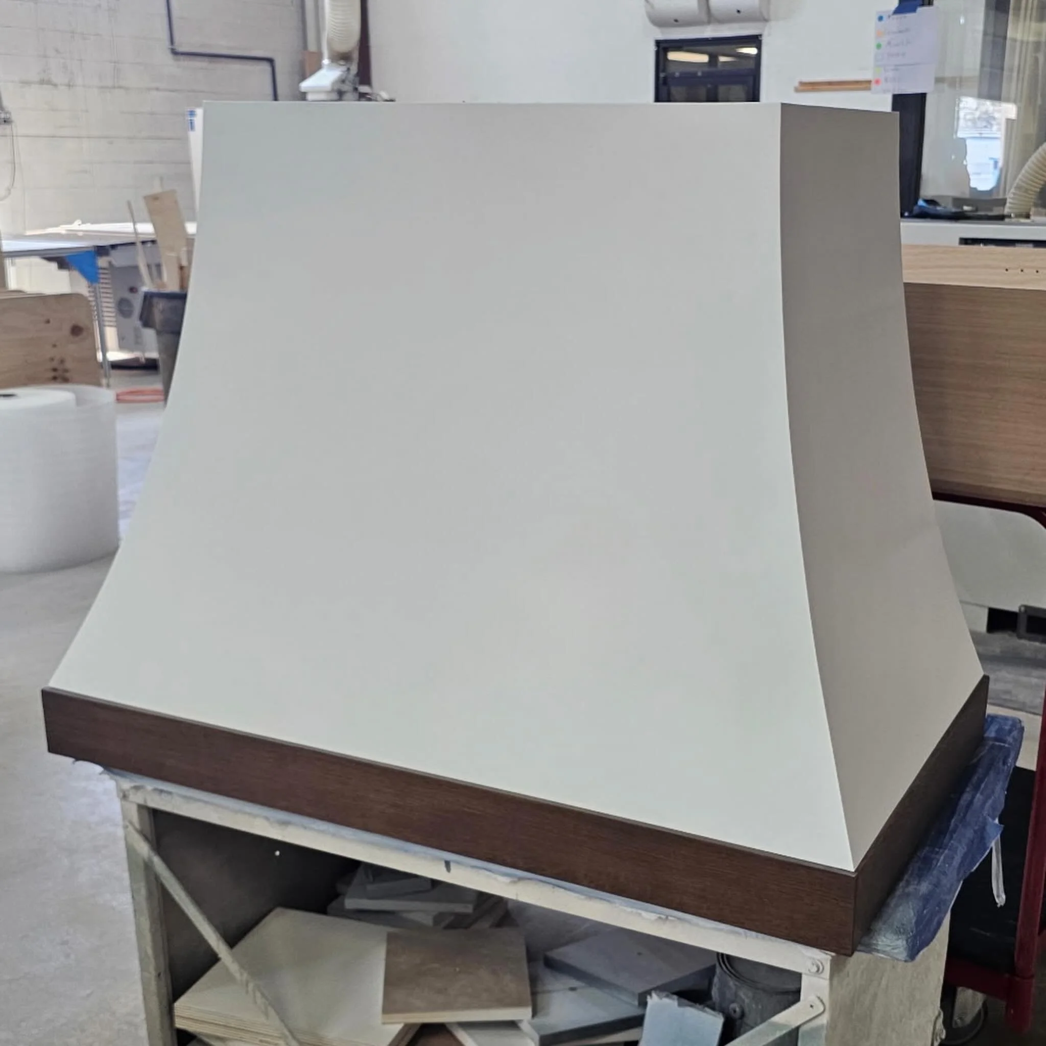Another day, another custom hood! This time we&rsquo;ve got a classic design elevated with white oak trim. We can&rsquo;t wait to see it in place! 

#woodworking #customhood #millwork #woodwork #woodshop