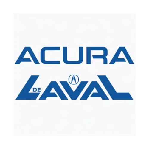 Logo d'Acura avec le texte 'Acura de Laval' en blanc et bleu.