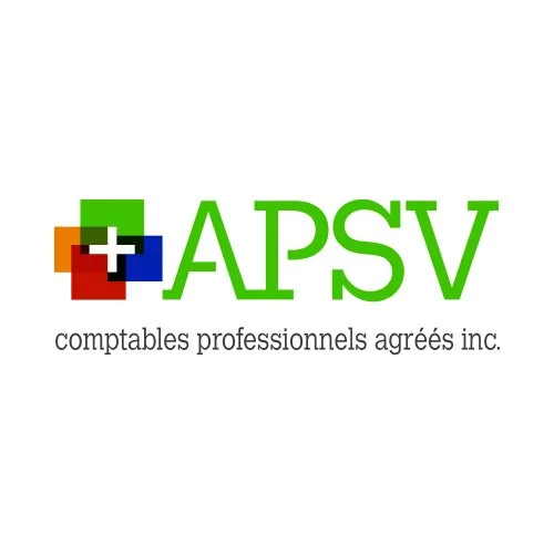 Logo APSV avec des icônes colorées et le texte 'comptables professionnels agréés inc.'