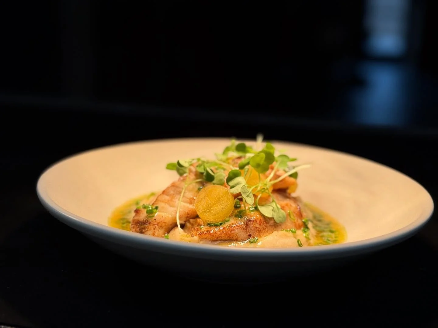 Dinner Special: Pan seared halibut cheeks with caramelized celeriac puree, chard, compressed apple and a cider beurre blanc. 

#trussrestaurantandbar #lynchburg #va #virginiafoodie #crafted #food #drinks #supportlocal #localbusiness #elevatedcuisine 