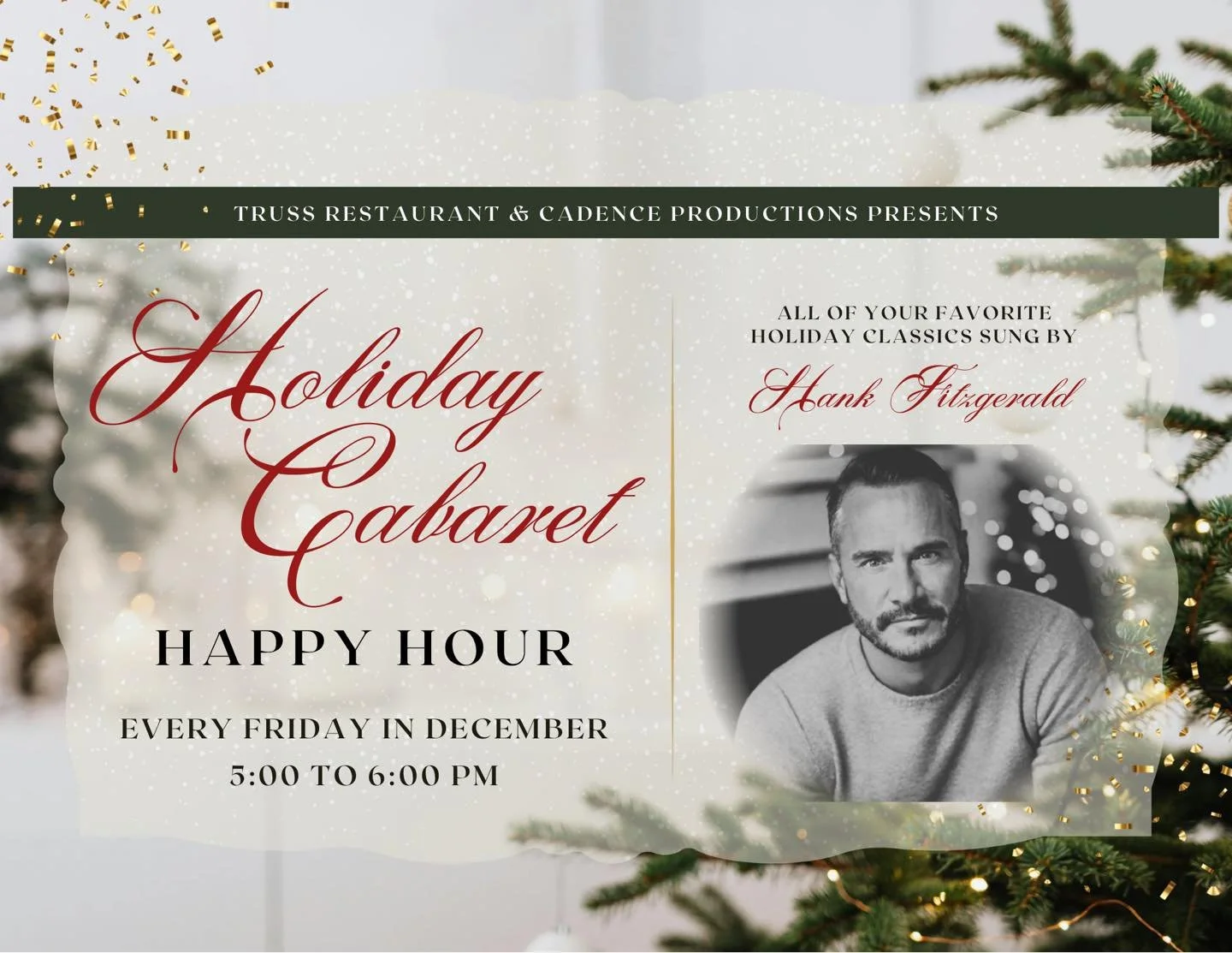 ✨ Join us starting this Friday, December 5th, as we kick off the holiday season at Truss!
Festive cocktails, cozy vibes, and your favorite classic Christmas songs all season long. 🎶
Come celebrate with us!

#christmassongs #happyhour #holidayvibes #