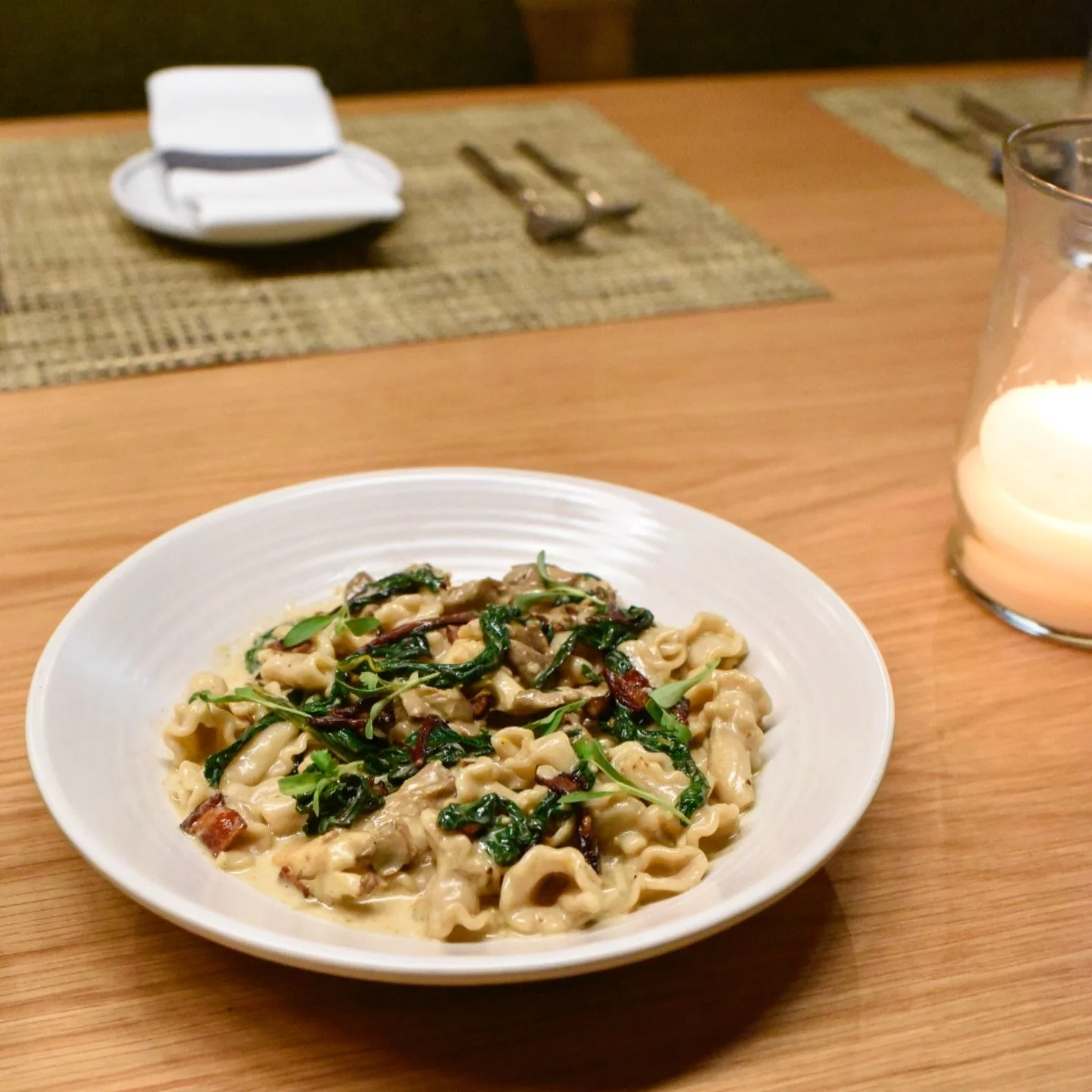 We might be biased because we love @scratchpasta , but this dish is one you have to try! Savory, smooth &amp; so satisfying with every bite! 
**AND gluten free pasta is available as a substitute upon request.