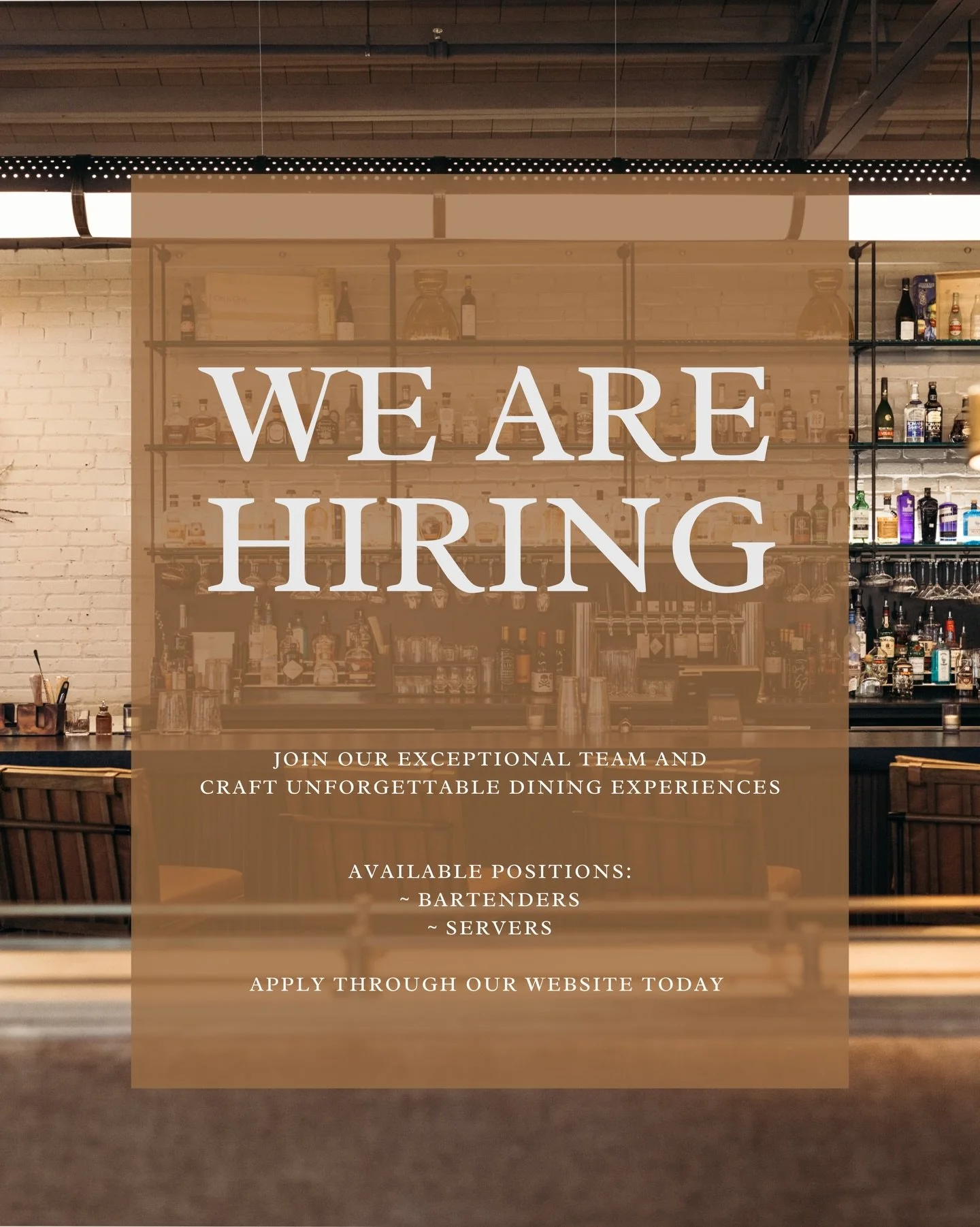 We are hiring!!
We are looking for seasoned bartenders and servers to join our team! Interested in applying? Head over to our website and fill out an application, and we will be in touch soon!