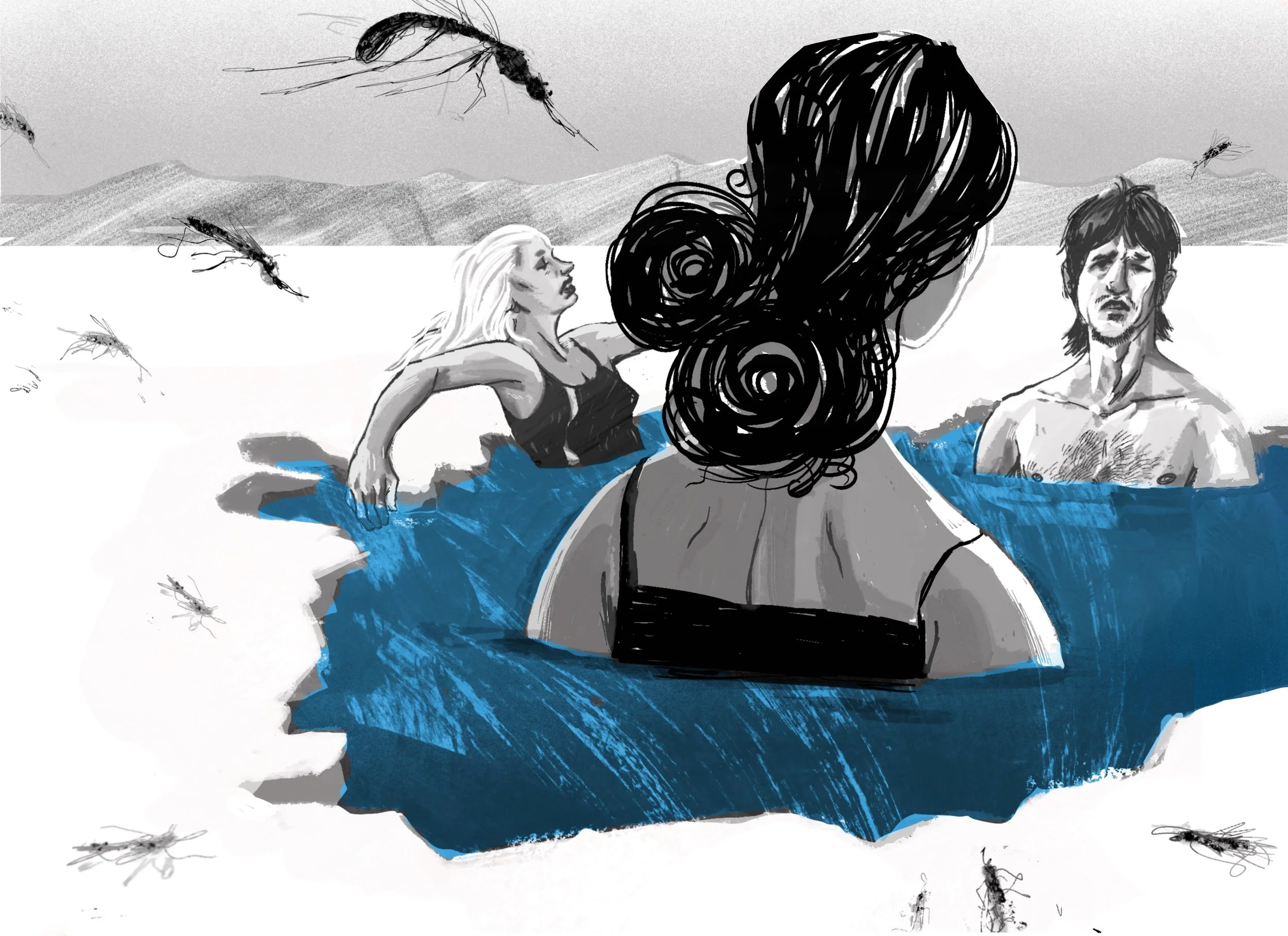 "Mosquitoes in Iceland as Climate Warms" Illustration 
