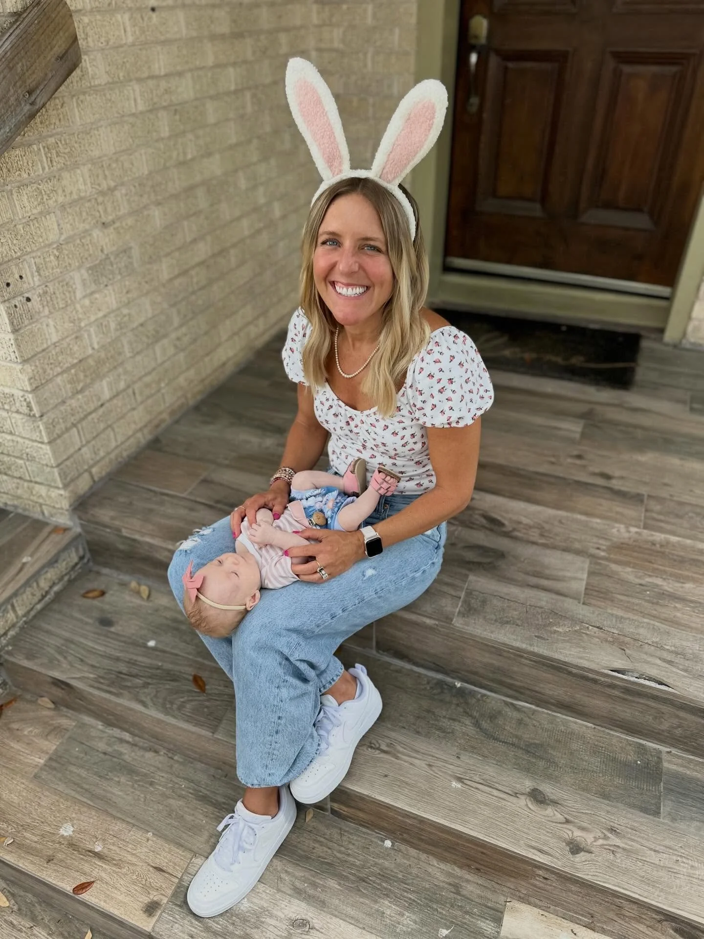 Joey&rsquo;s first trip to see the Easter Bunny! We had fun at lunch with the @katybirthcenter crew on my last day of maternity leave! ❤️🐰🌼
