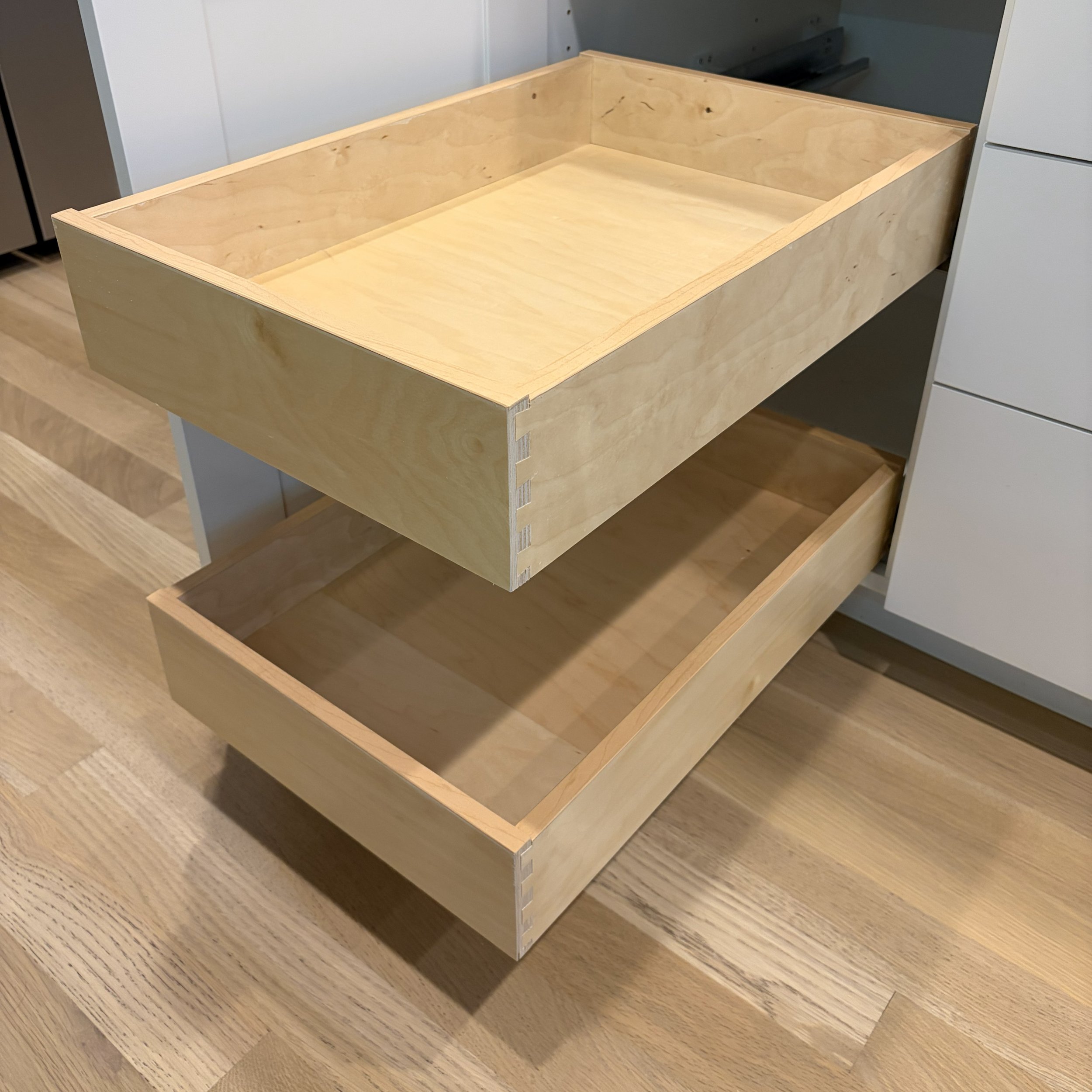 dovetail pullout shelves kitchen base cabinet blum tandem drawer slides