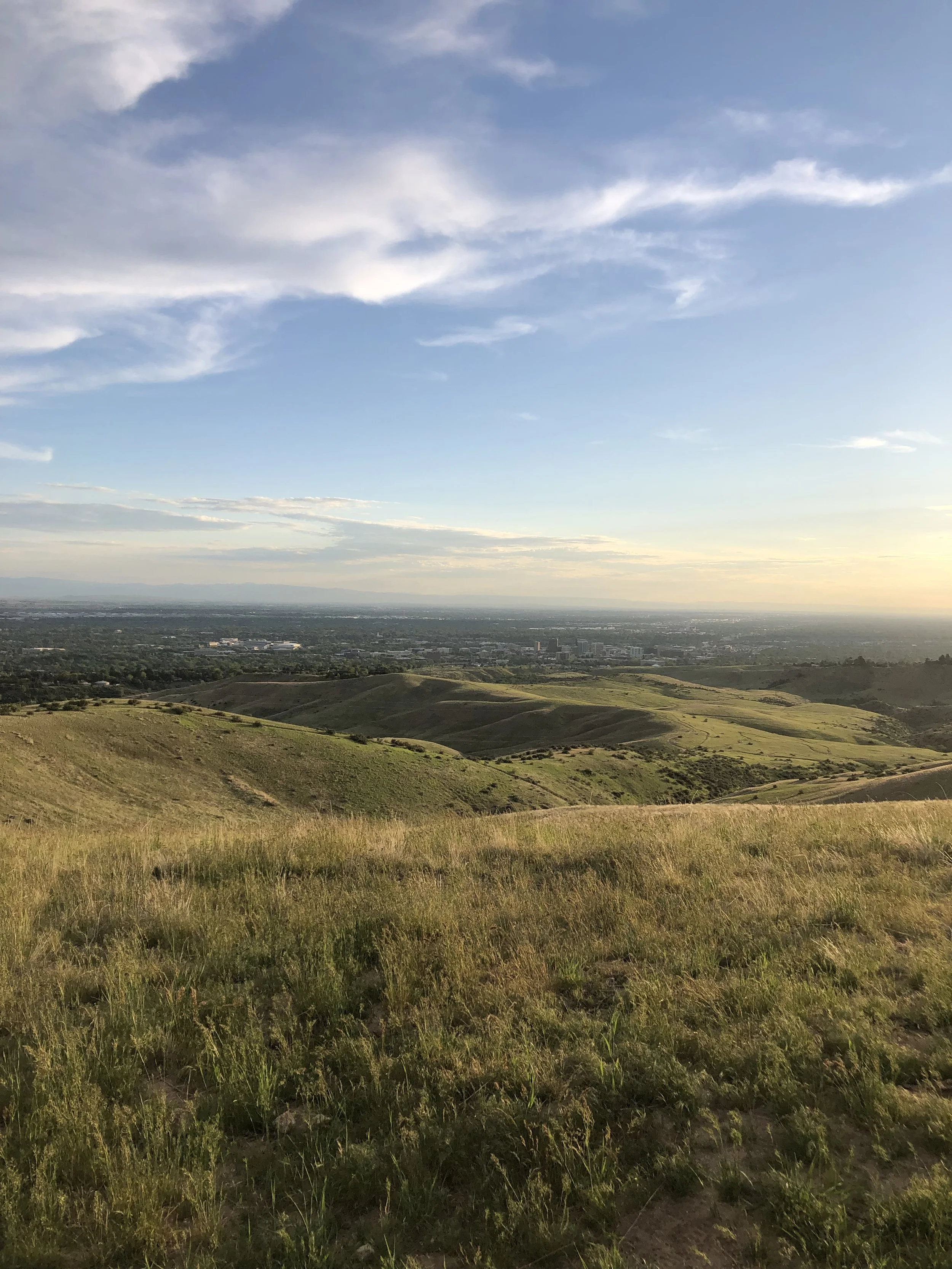 rolling foothills leading down to Boise, Idaho