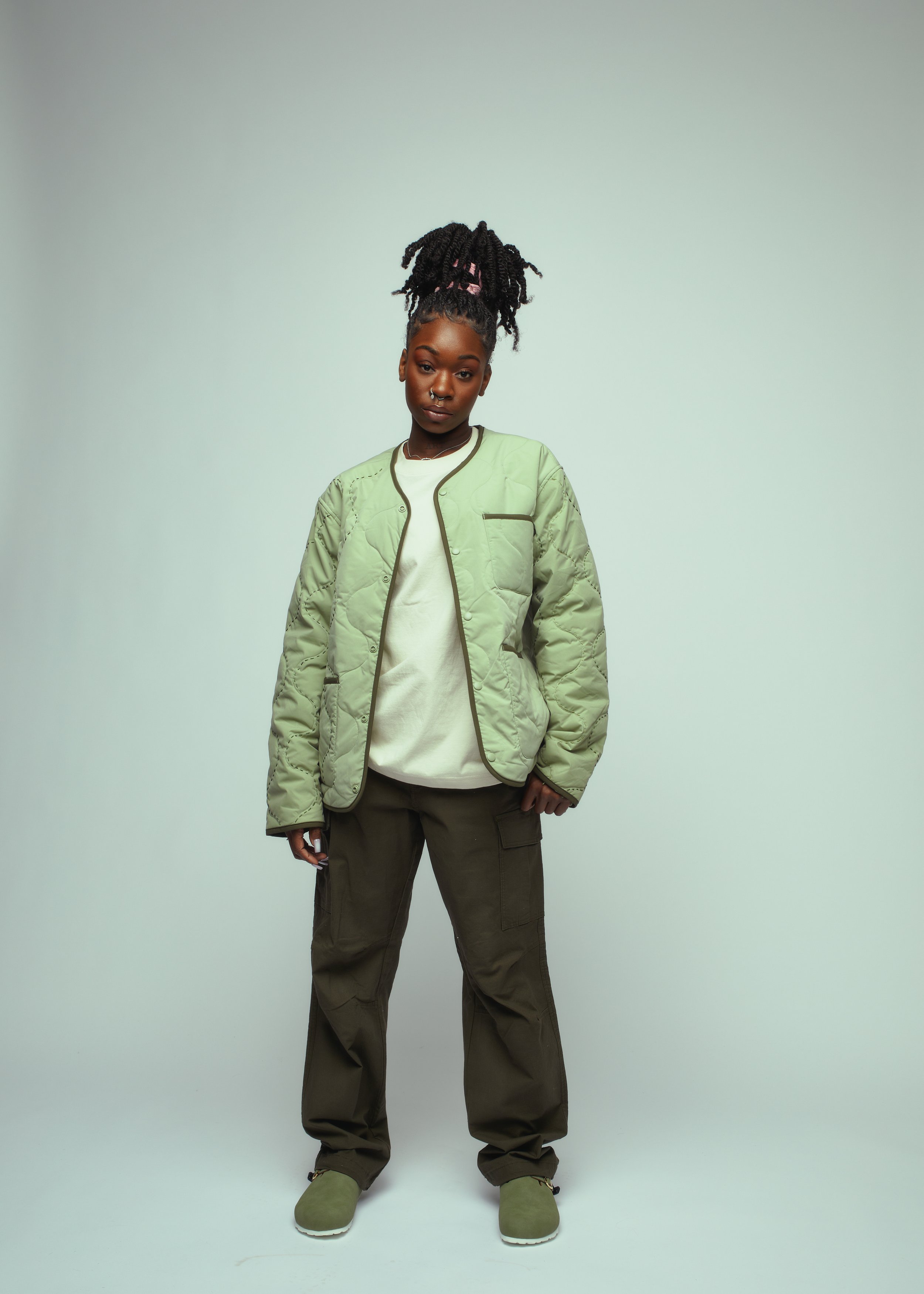 Emerald Sashiko Bomber Jacket