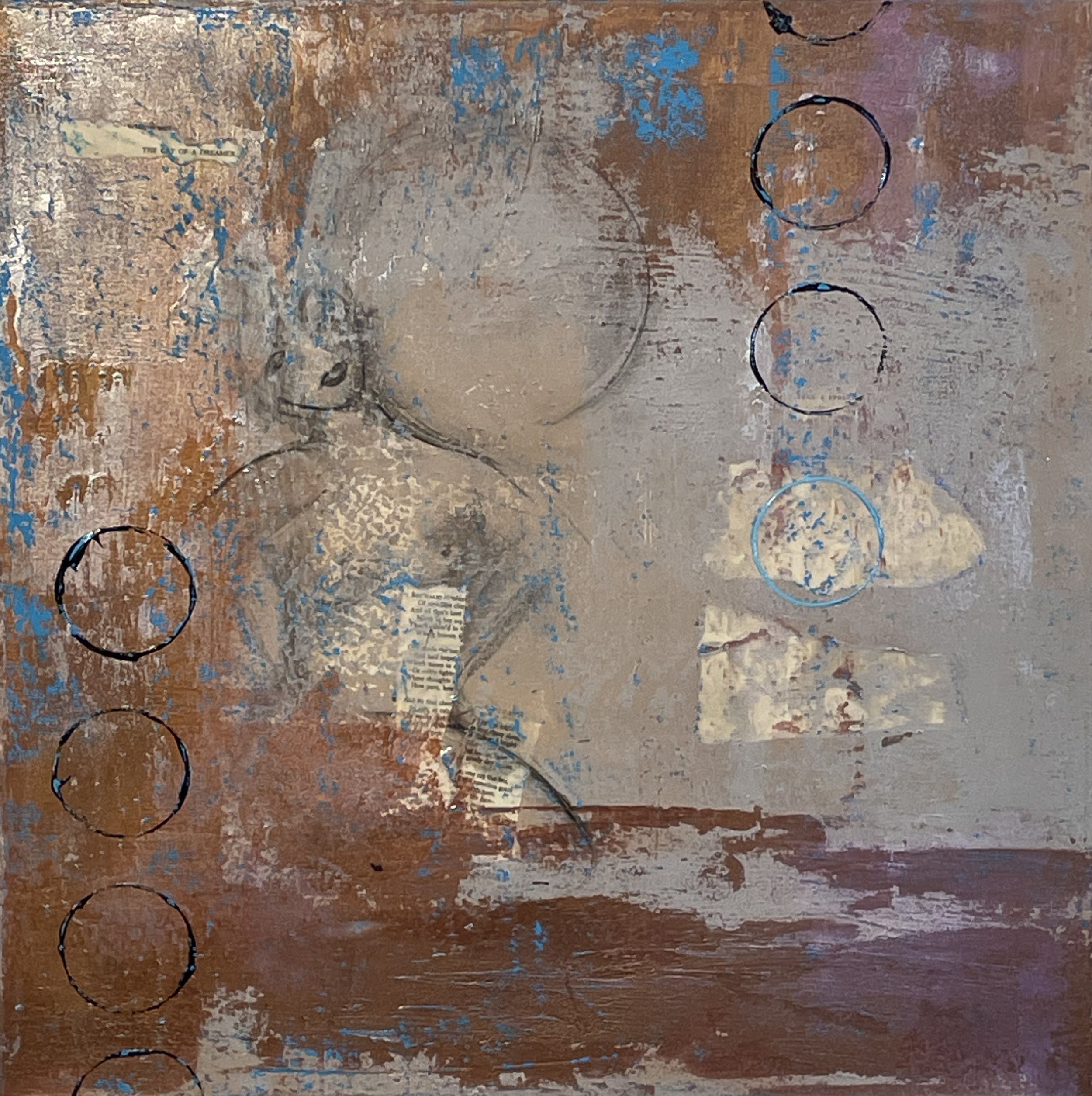 The Cry of a Dreamer - 22" x 22" - mixed media on canvas - 2025 - $850