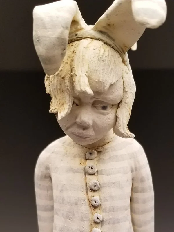 You Are Not a Snowflake (detail) - White earthenware, underglaze, and luster