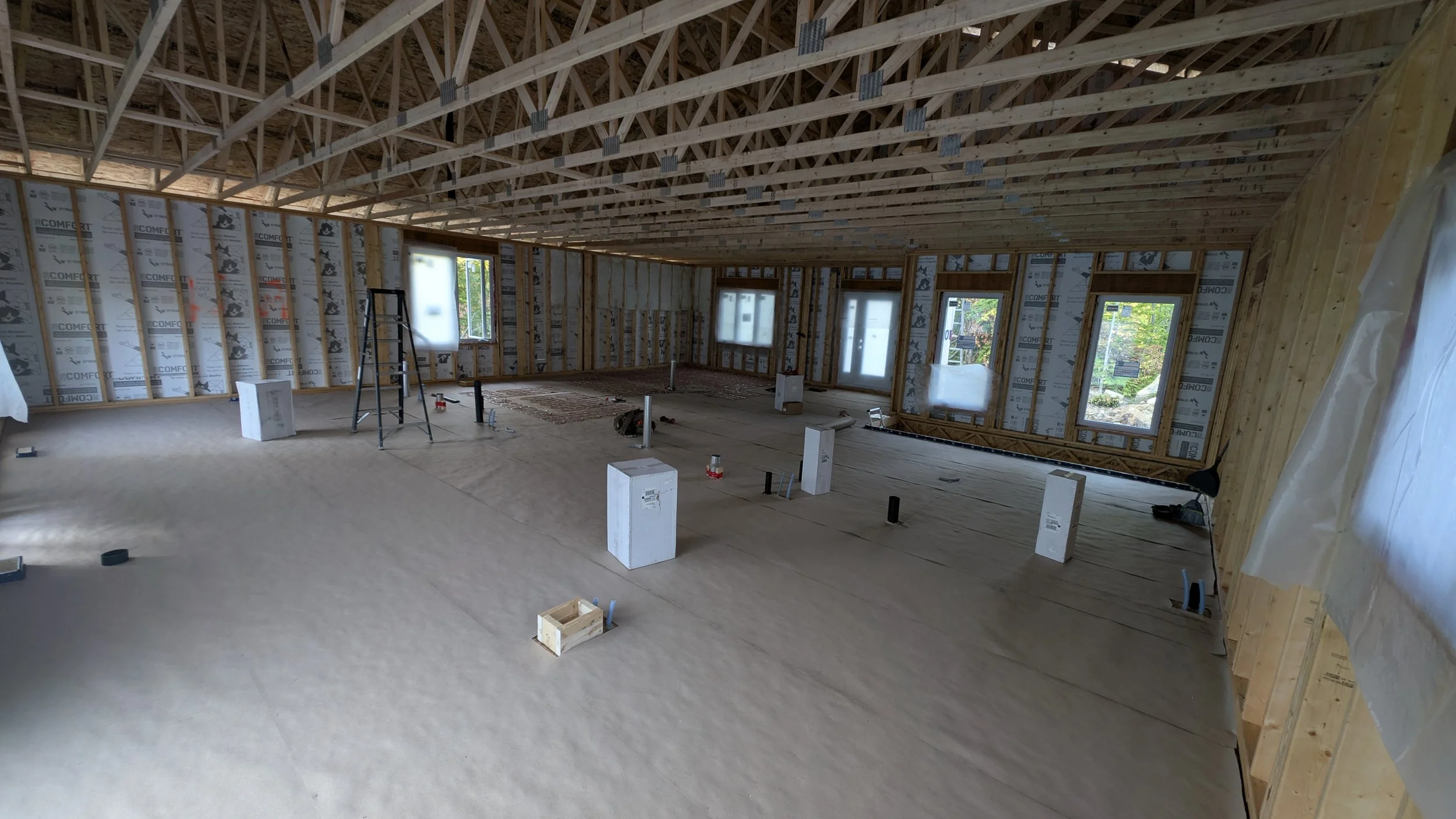 Plancher radiant électrique sous dalle de béton léger 