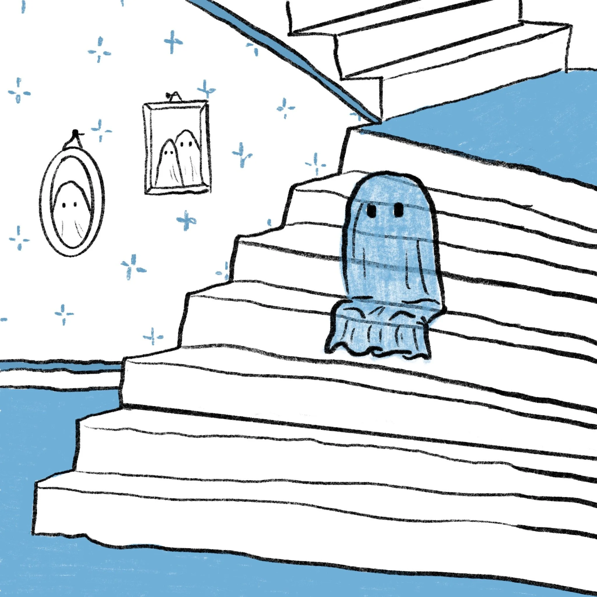 Einsam. Geist auf der Treppe.