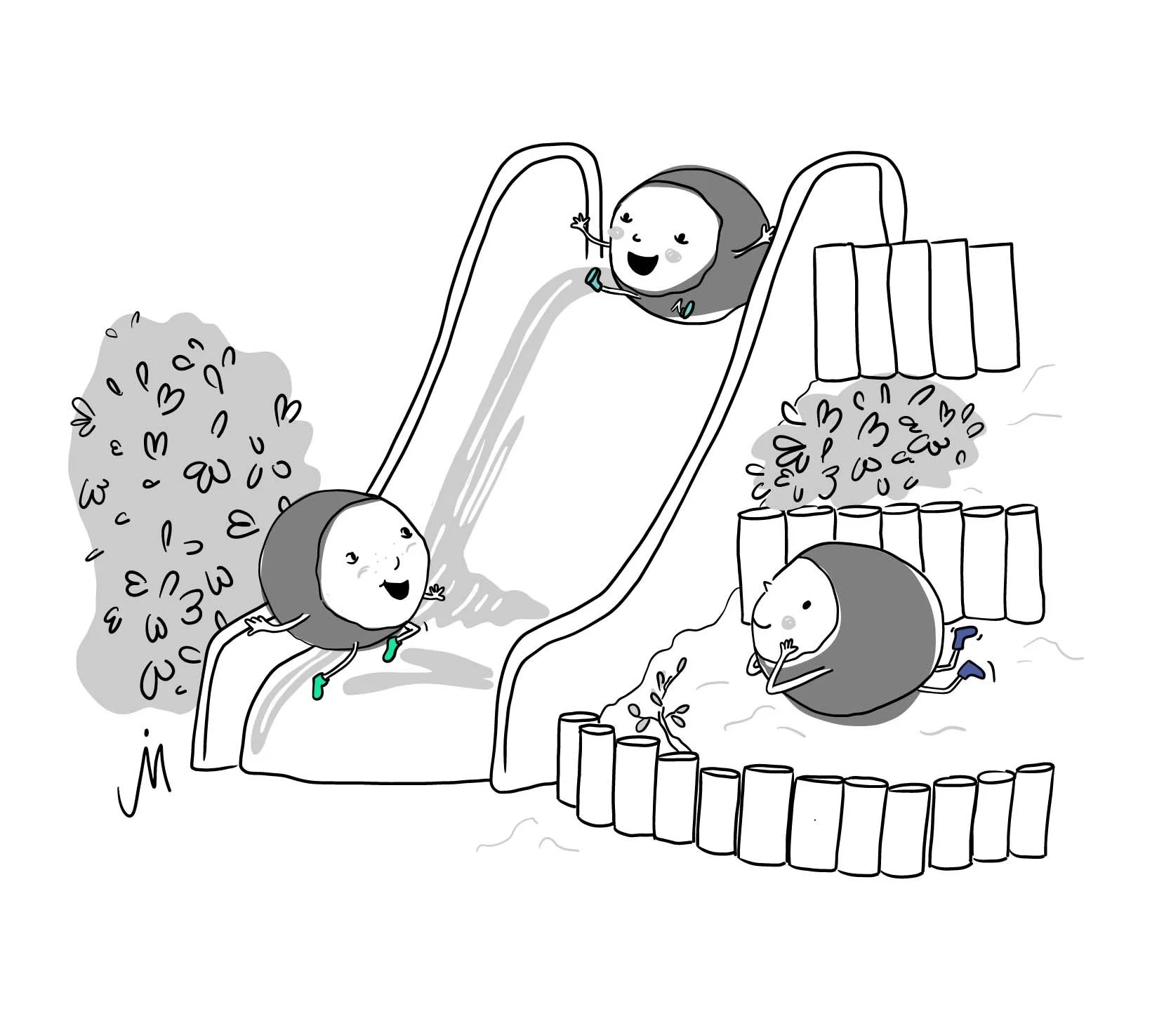 Kastanienkinder auf Rutsche, Kita-Maskottchen