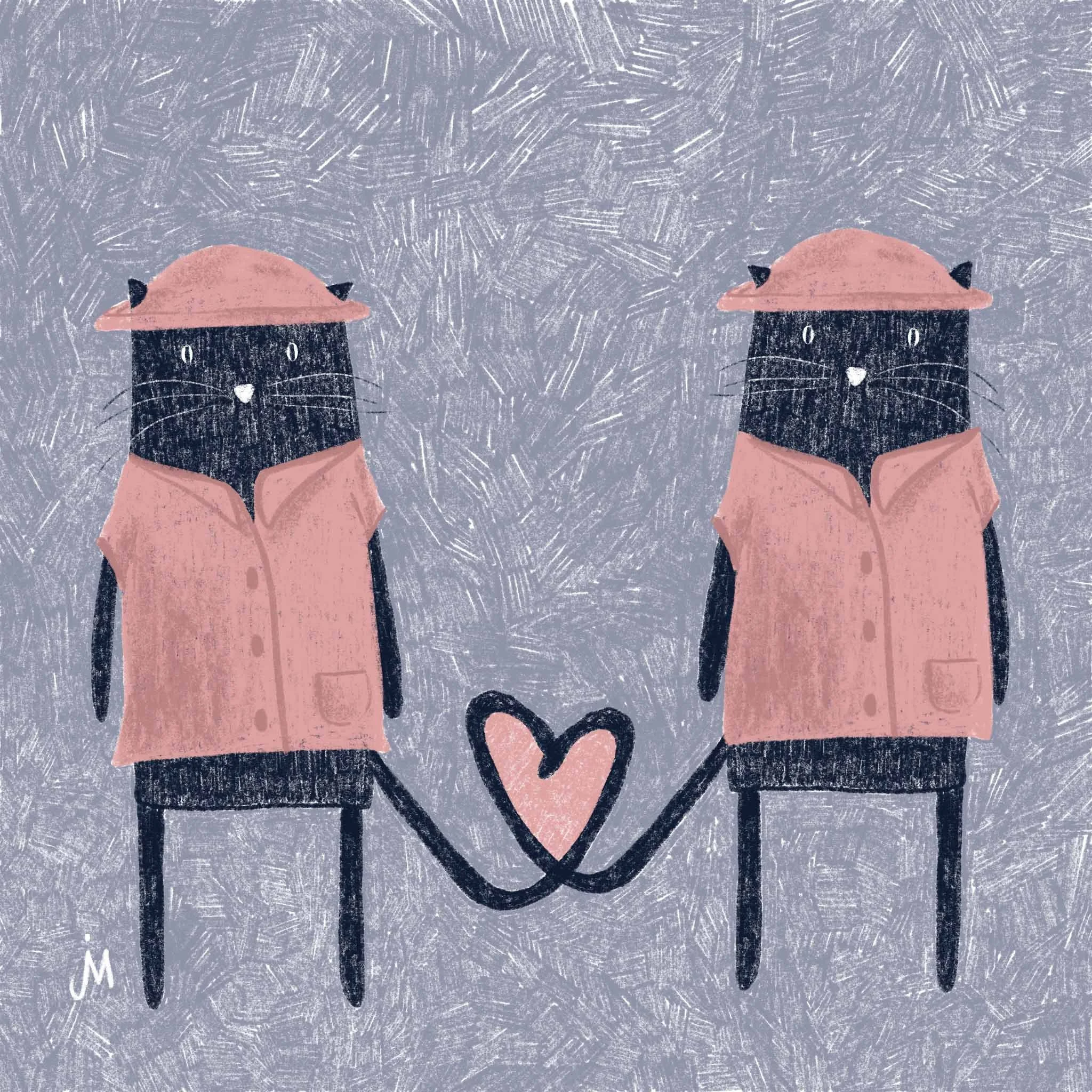 Katzen-Zwillinge in Regenjacke, twin cats, digital