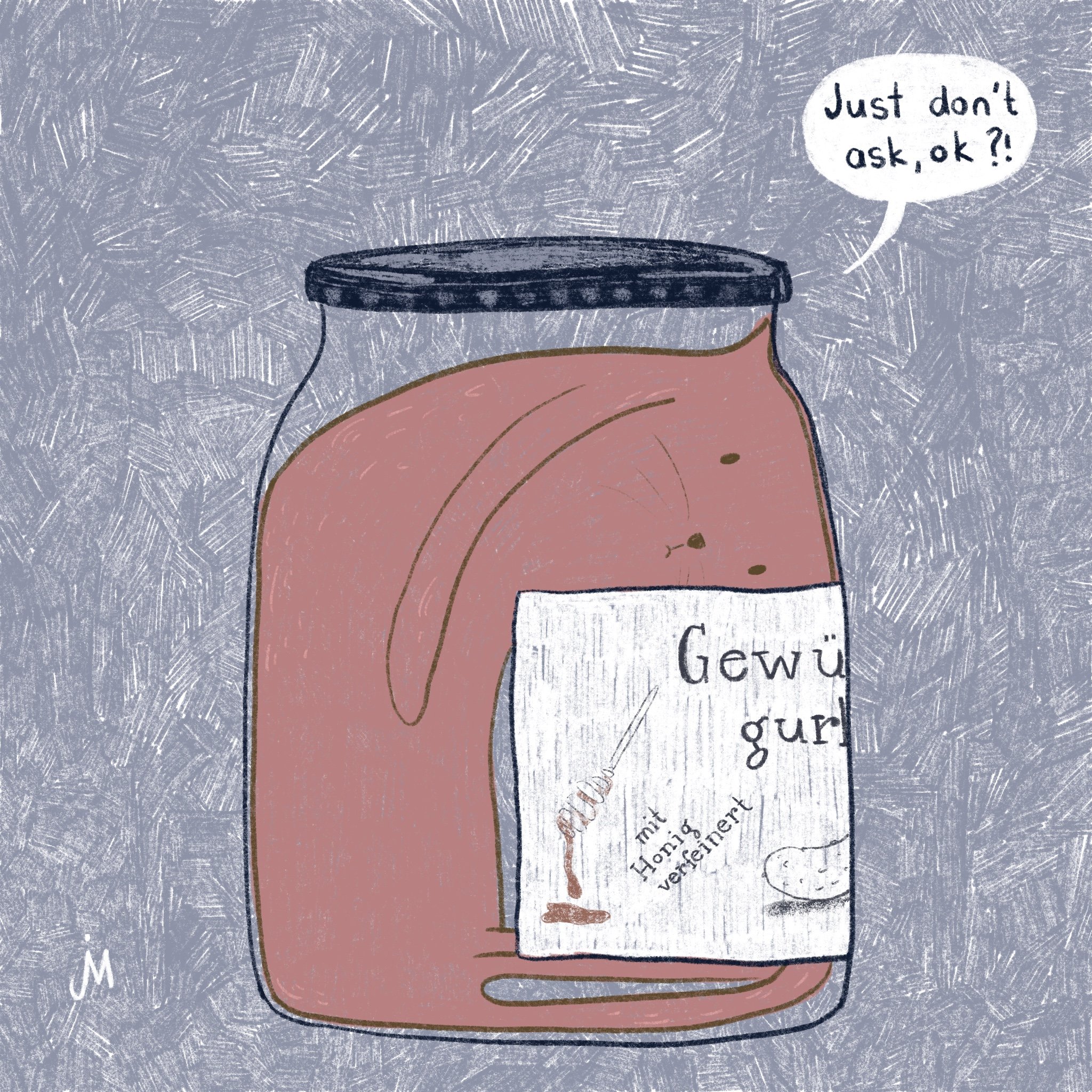 Katze im Gewürzgurken-Glas, cat in pickle jar, digital