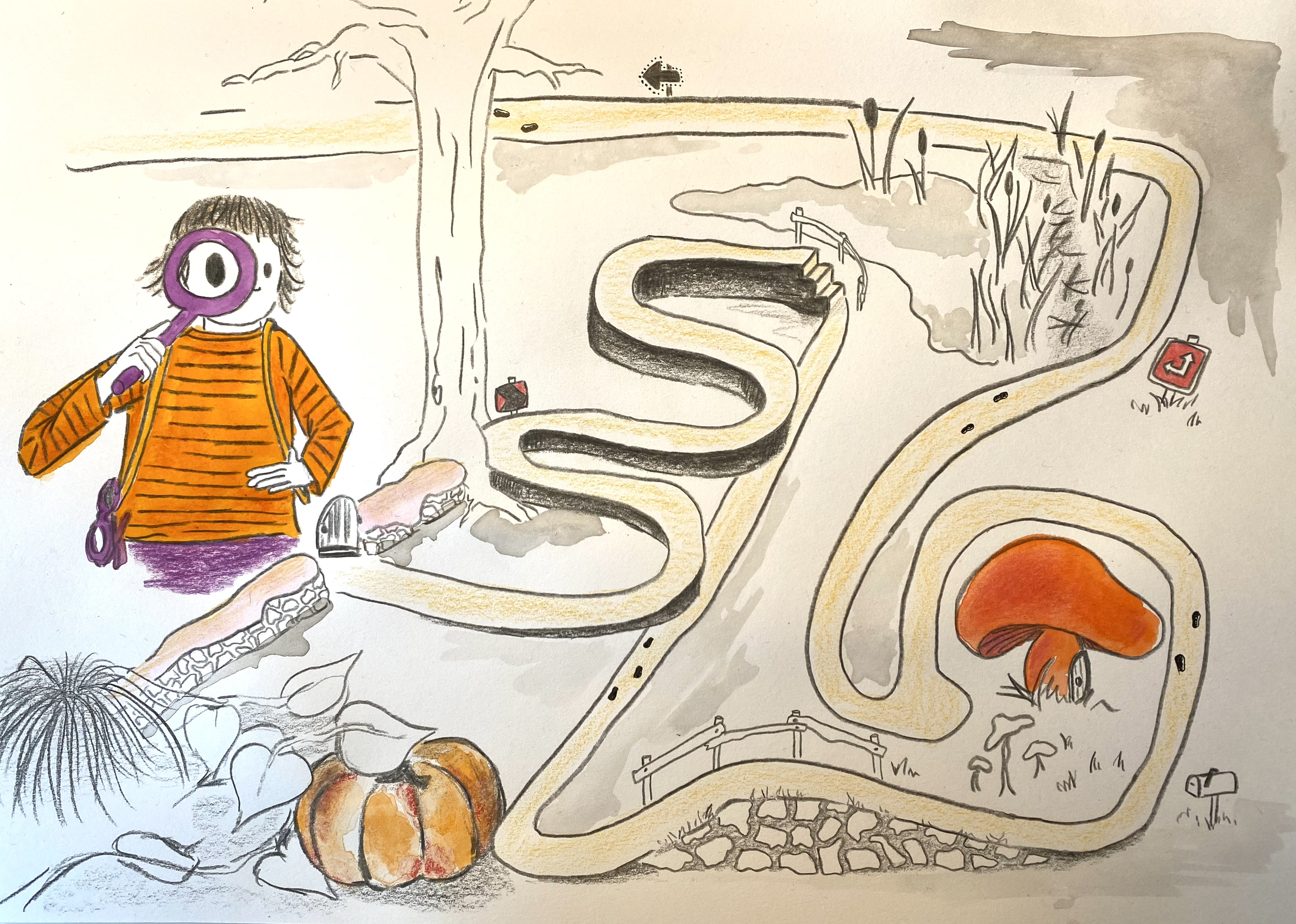 Die Entdeckung einer Miniatur-Route durch den Wald