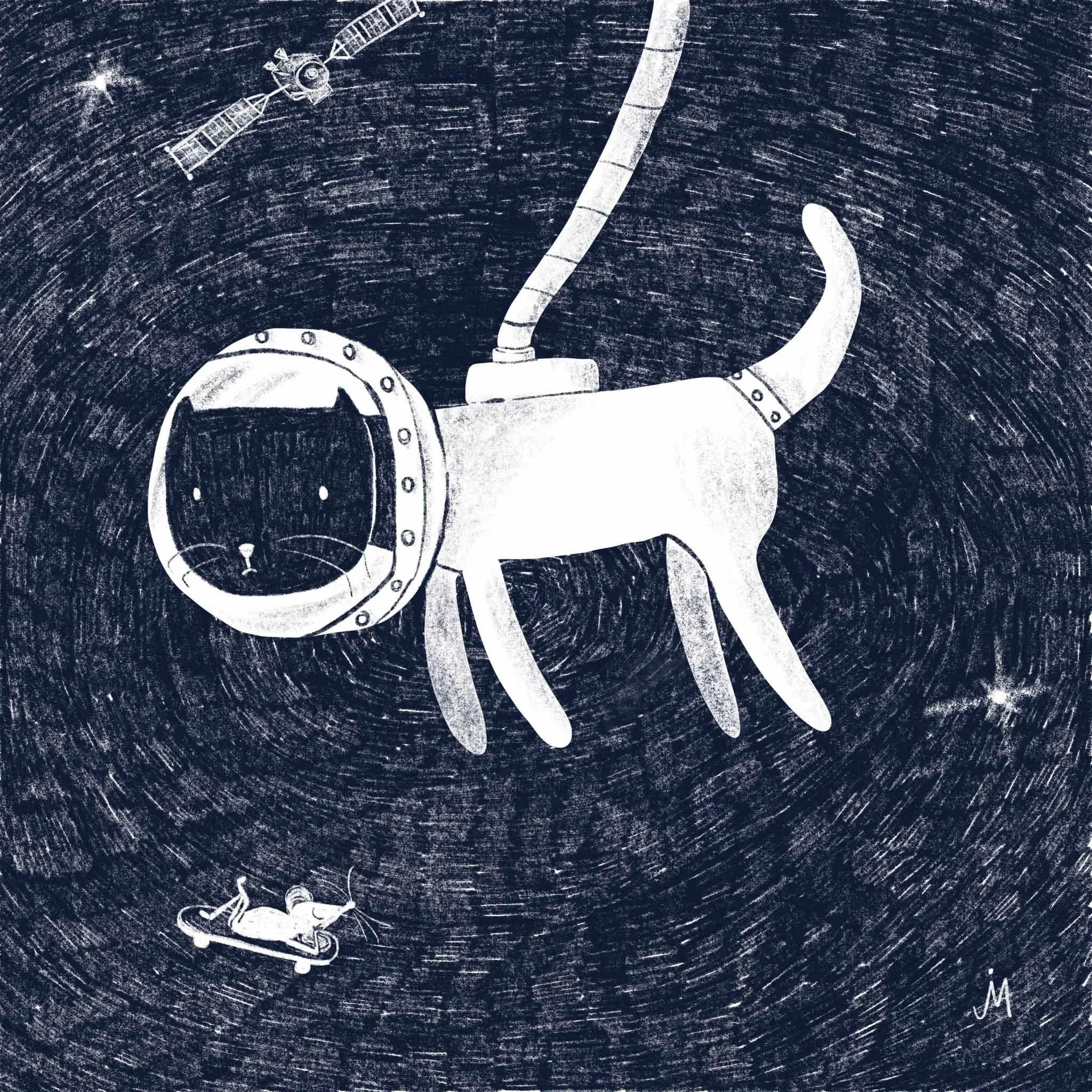 Katze im Weltall, cat in space, digital