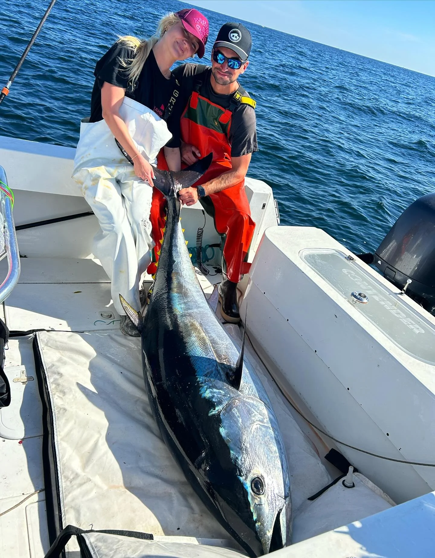 Today was one for the books! Greasy calm and insane fishing! Lost a big one early, released one &gt;73&rdquo; and ended with a simultaneous hand feed where one fish missed the hook and the other found its way into a tail rope! Great job by @chasewile