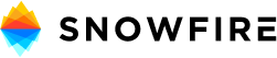 Snowfire logo with the word 'snowfire' in color lowercase letters. 