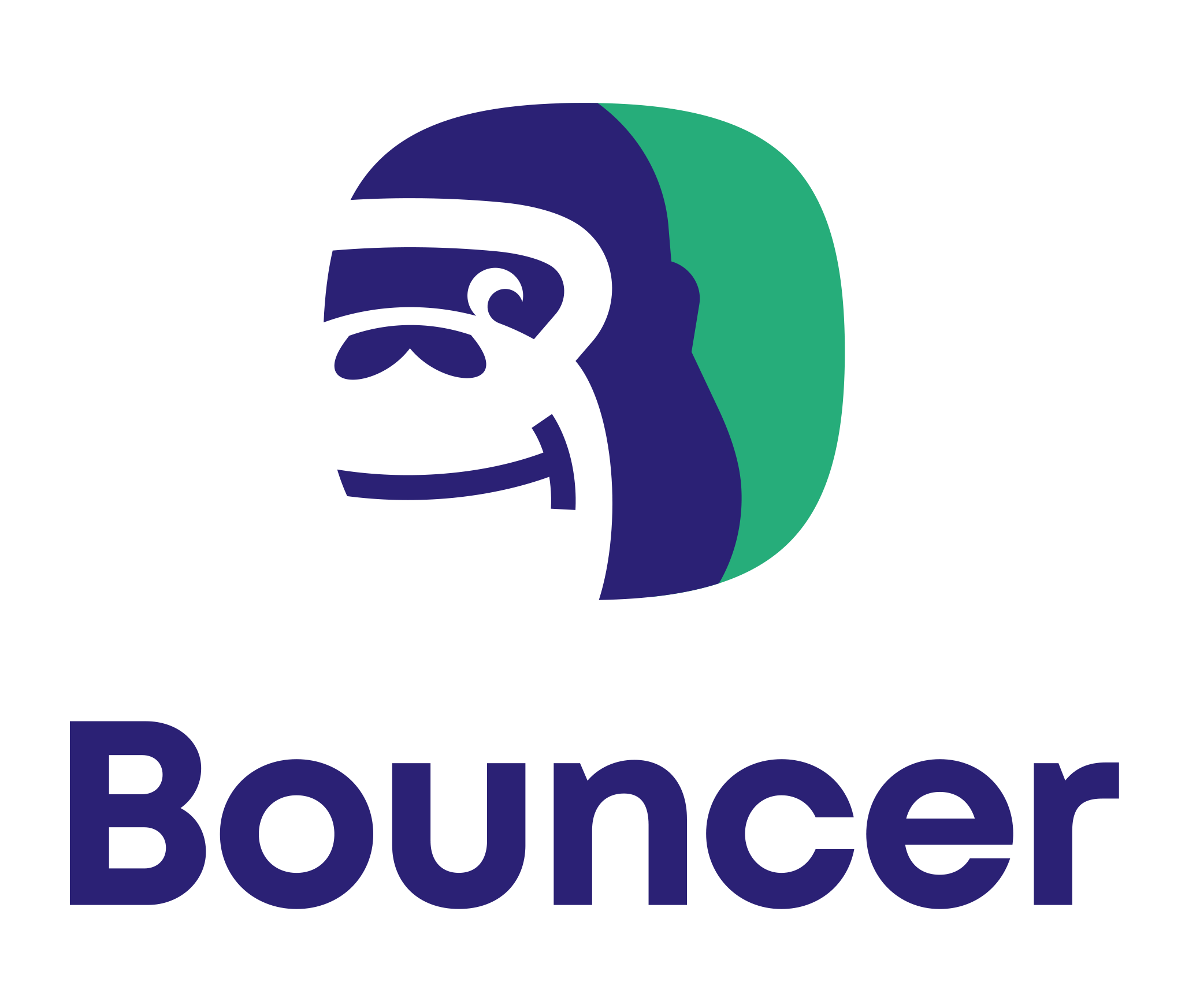 Large circular logo of Bouncin Bubbles with a stylized bubbles graphic at the top wearing goggles and a snorkel, and the text 'Bouncin Bubbles' below in purple.