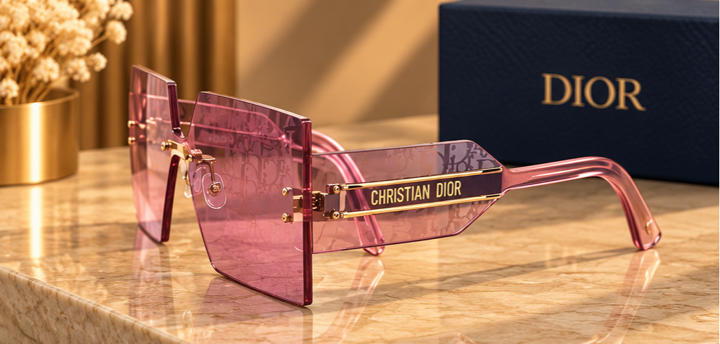 Dior – Lunettes de soleil masque roses à motif monogramme