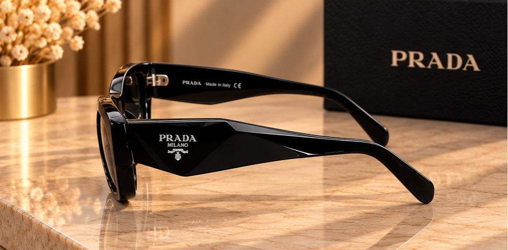 Prada – Lunettes de soleil noires à monture épaisse