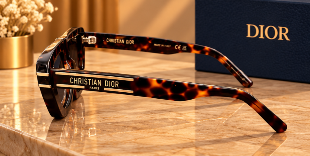 Dior – Lunettes de soleil écaille marron à monture épaisse